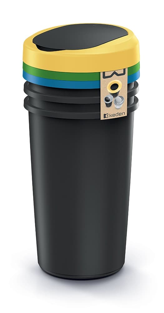 Sada okrúhlych odpadkových košov COMPACTO FLAS 3x 25 L čierna 1