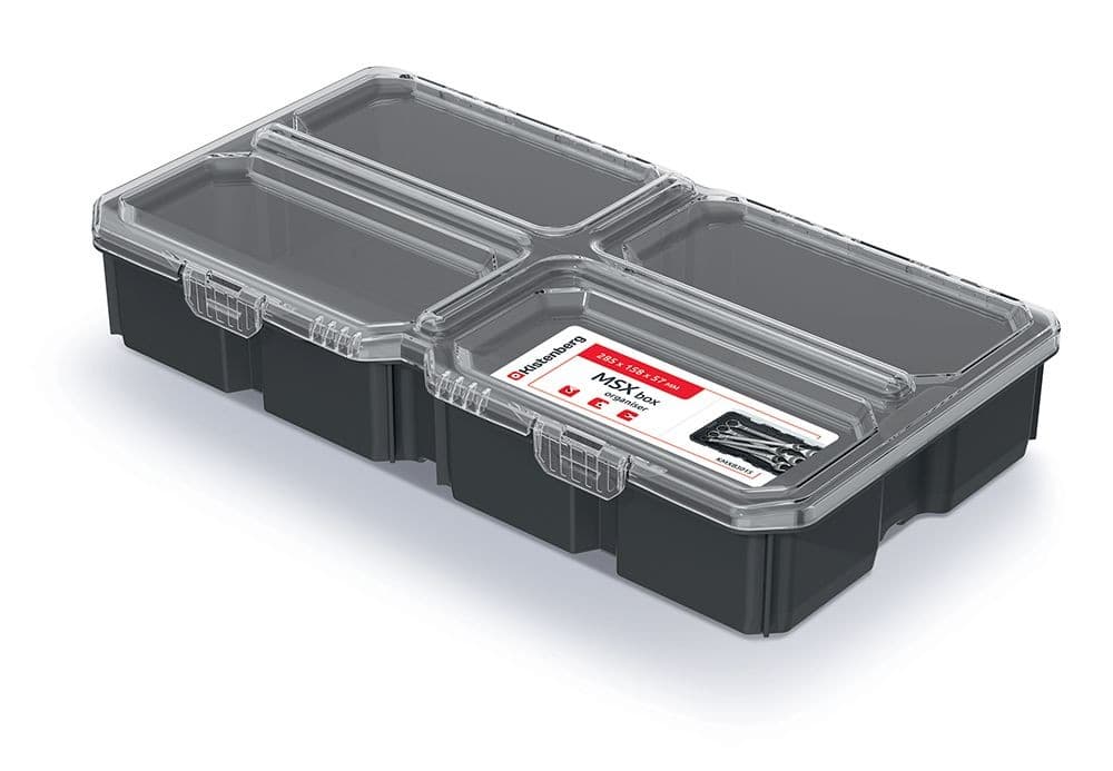 Organizér MESX BOX 28,5x15,8x5,7 cm transparentný/čierny