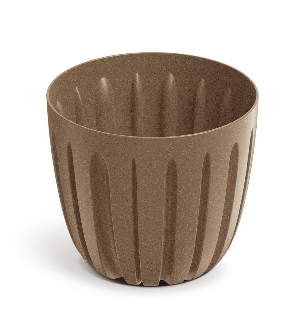 Plastový kvetináč WARIOS ECO WOOD hnedý matný