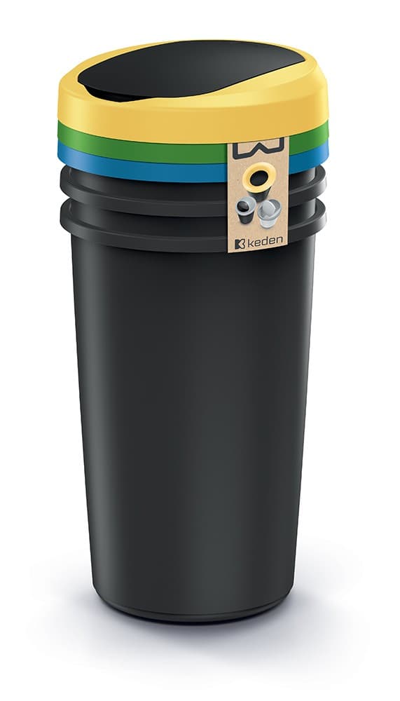 Súprava okrúhlych odpadkových košov COMPACTO FLAS 3x 50 L čierna