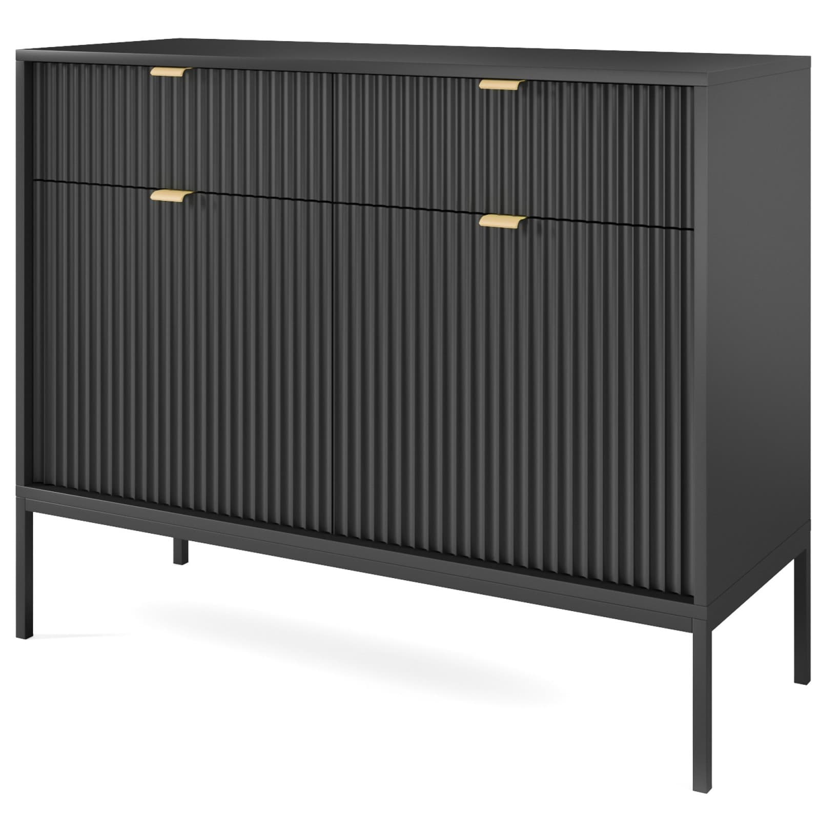 Komoda Nova 104 cm se zásuvkami černá/černý rám