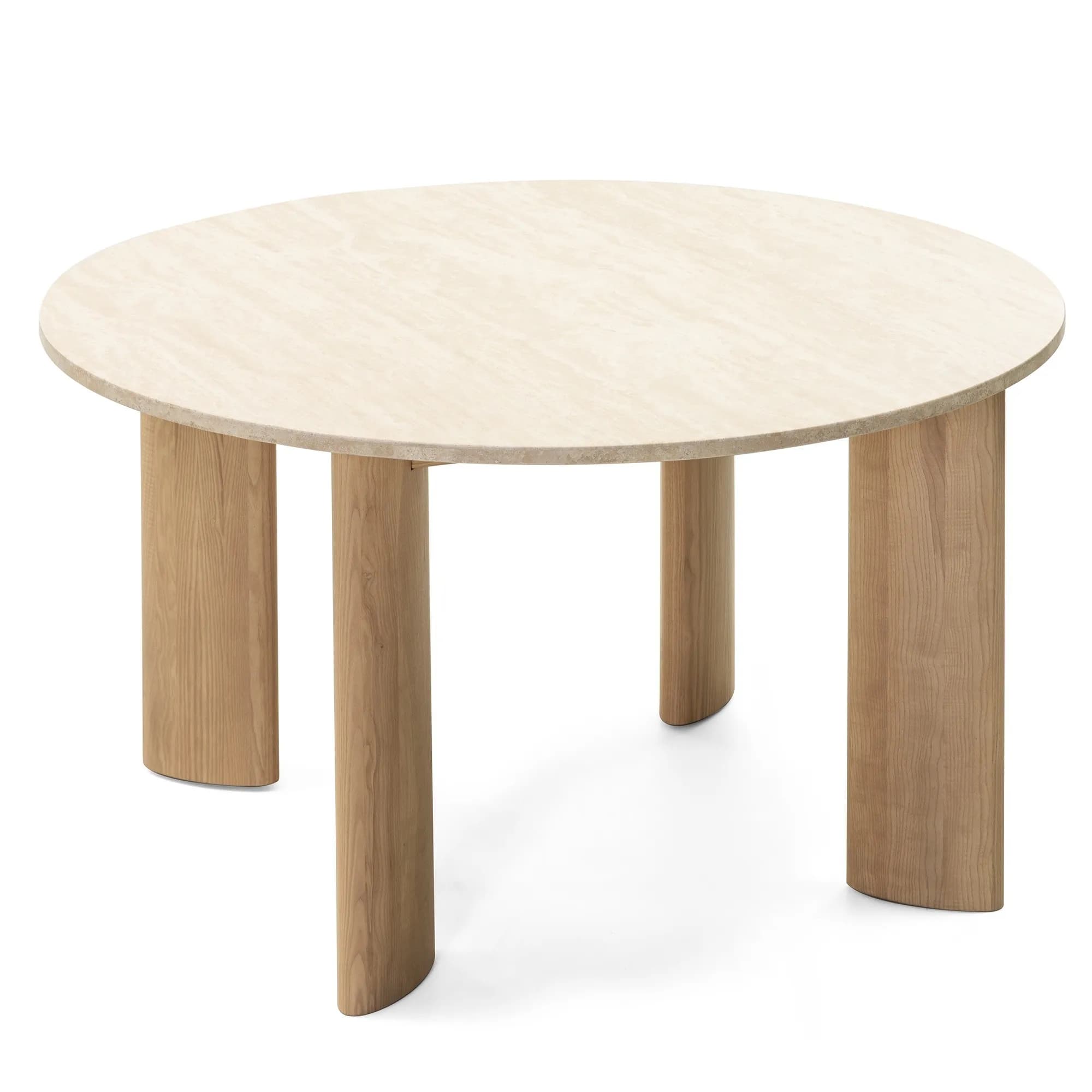Jedálenský stôl Rimley 130 cm z masívu jaseň/travertín