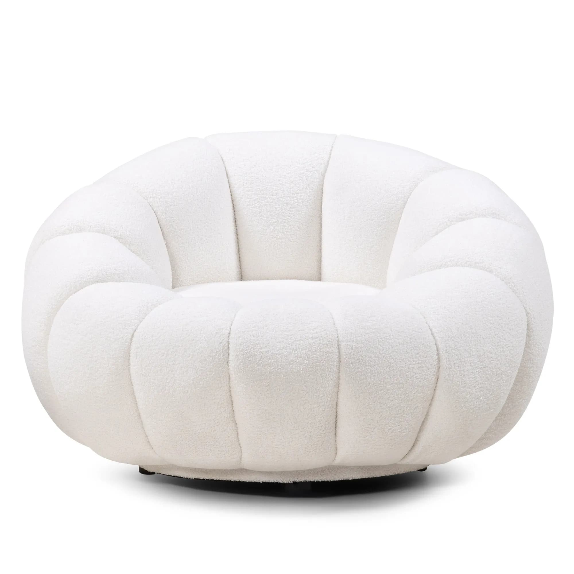 Dizajnové relaxačné kreslo VENEZIA 100 cm boucle biele 1