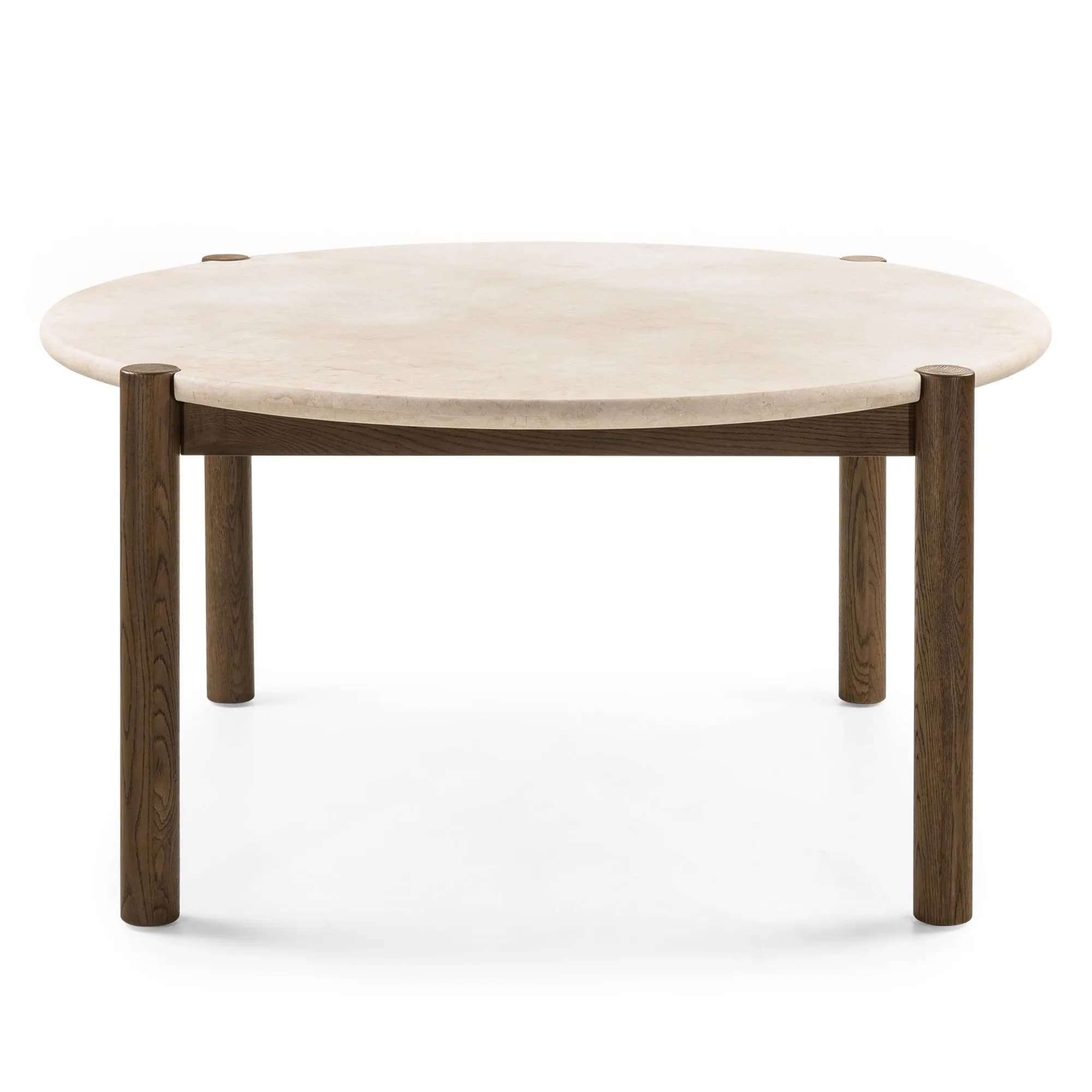 Okrúhly jedálenský stôl Bruna 150 cm z masívu dub moka/krémový mramor