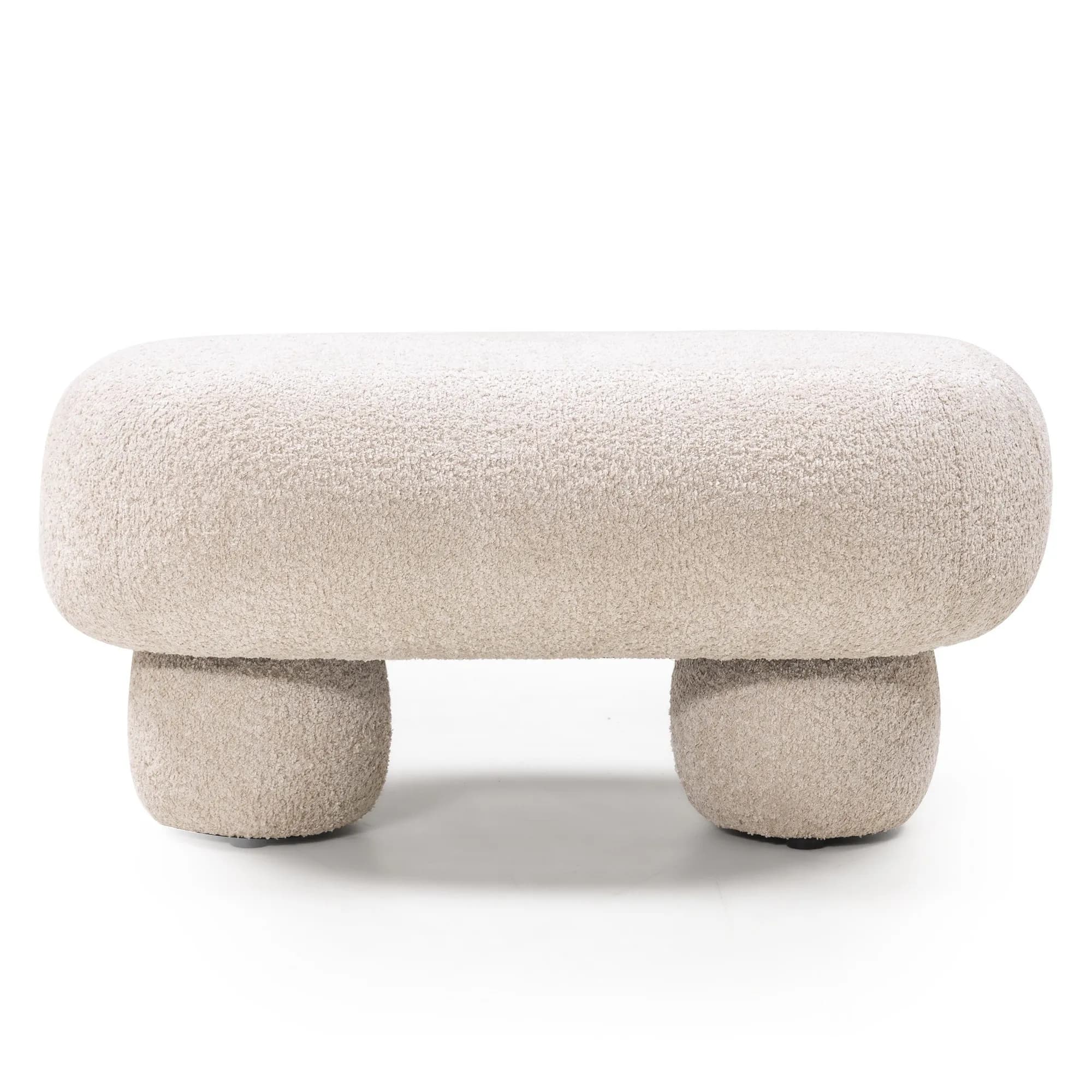 Designový taburet Fragola 90 cm bouclé světle béžový 1