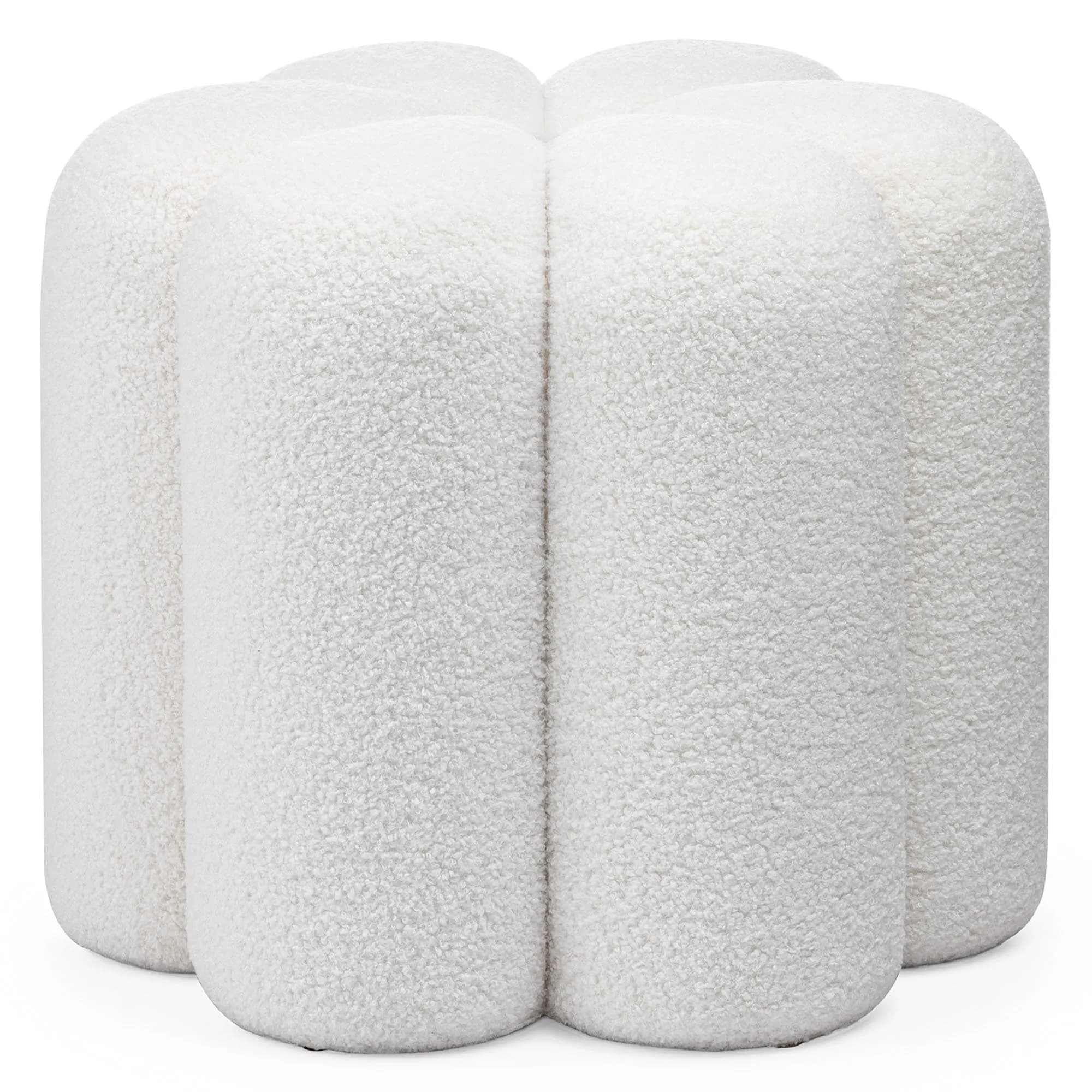 Dizajnový taburet Quad bouclé biely 1