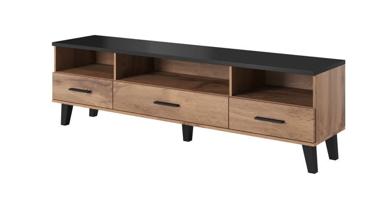 TV stolík Lotta 180 cm dub wotan/čierny 1