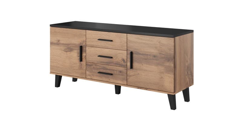 TV stolík Lotta II 150 cm dub wotan/čierny 1