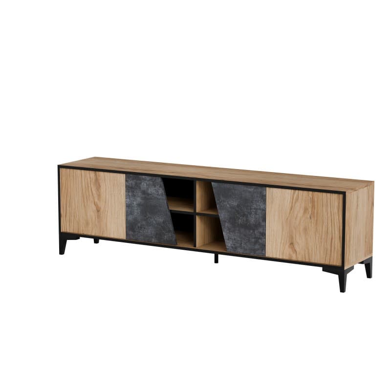TV stolík OVO 180 cm sivý betón/dub antický 1