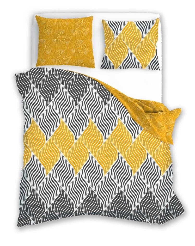 Bavlnené obliečky Elegant 021-B 220x200 + 2x 70x80 žlté-šedé 1