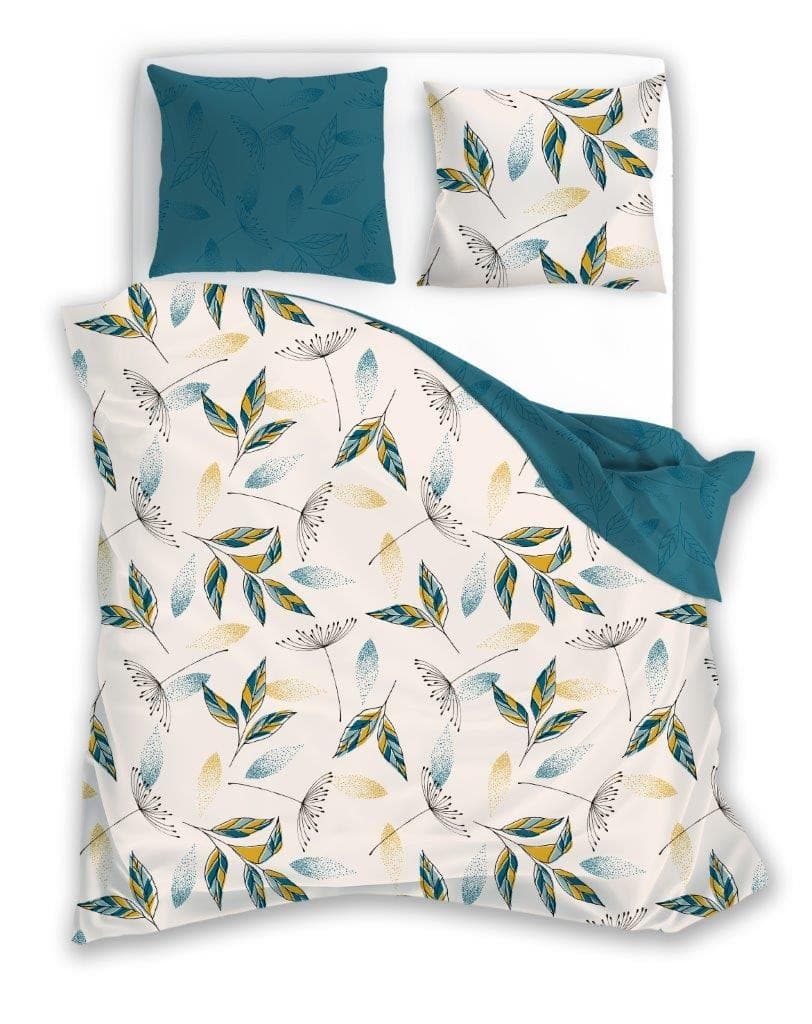 Flanelové obliečky Pure Flannel 006 140x200 cm + 70x90 cm krémové/tyrkysové