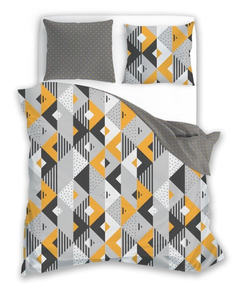 Flanelové obliečky Pure Flannel 007 220x200 cm + 2x 70x80 cm sivé/žlté
