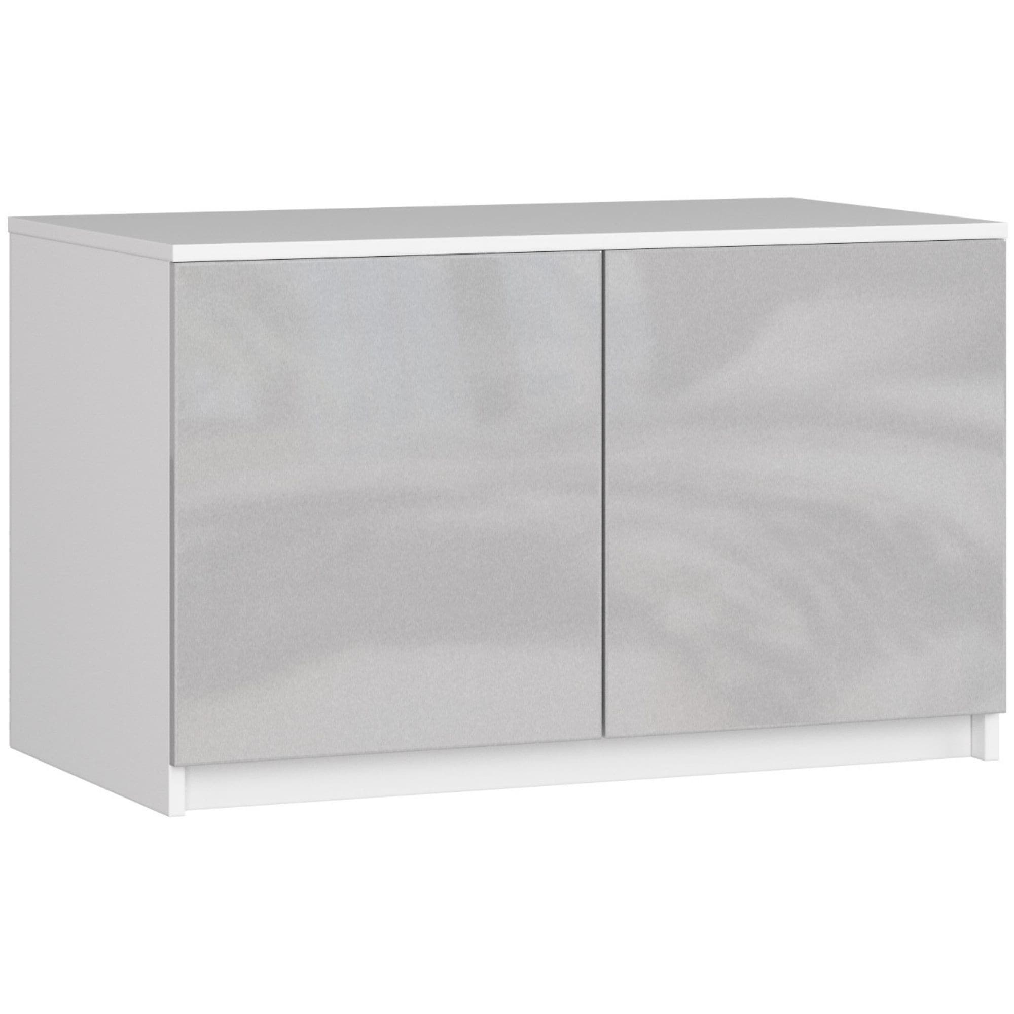 Nástavec na skriňu Star 90 cm biely/strieborný lesk