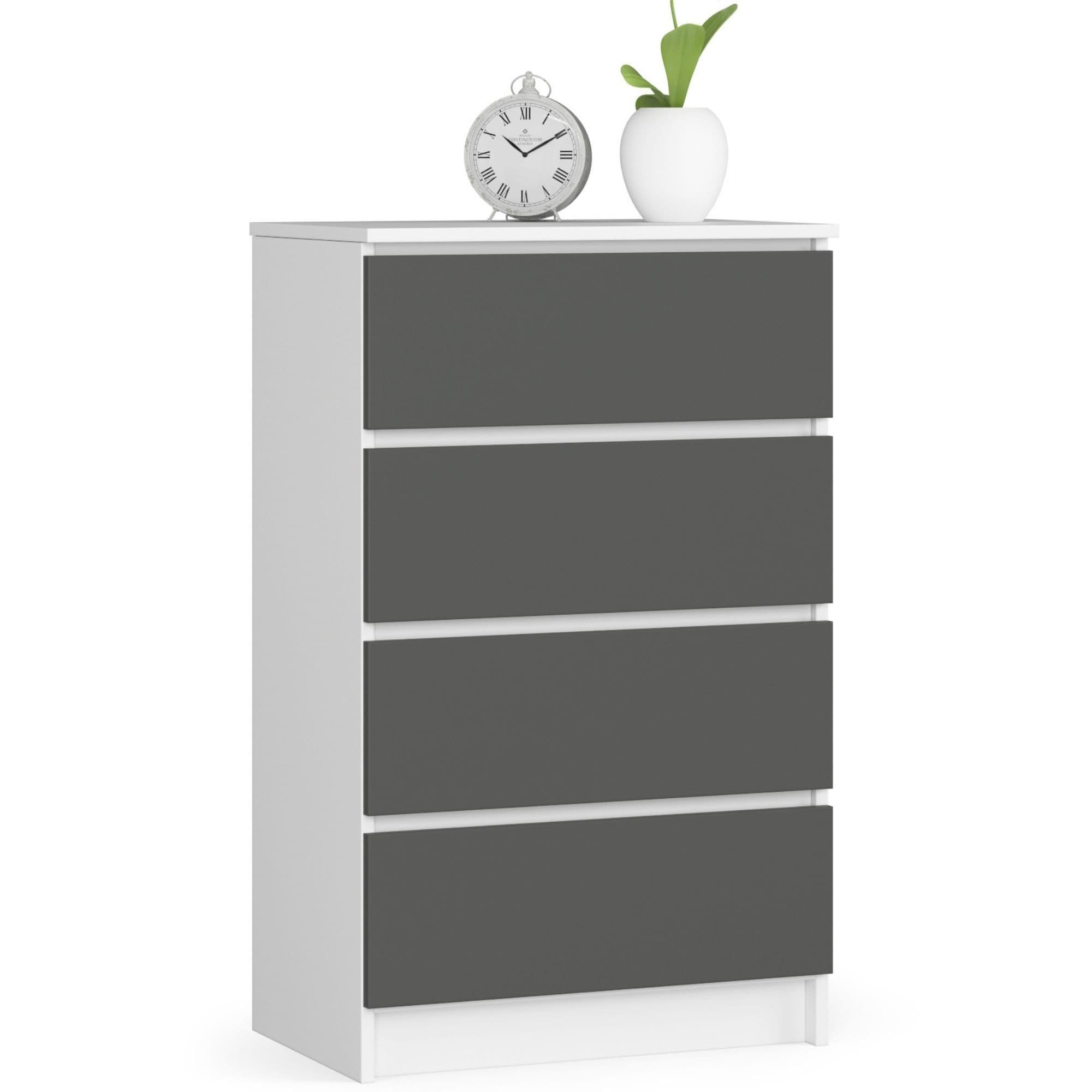 Komoda Kuba 60 cm - 4 zásuvky biela/grafitová 1
