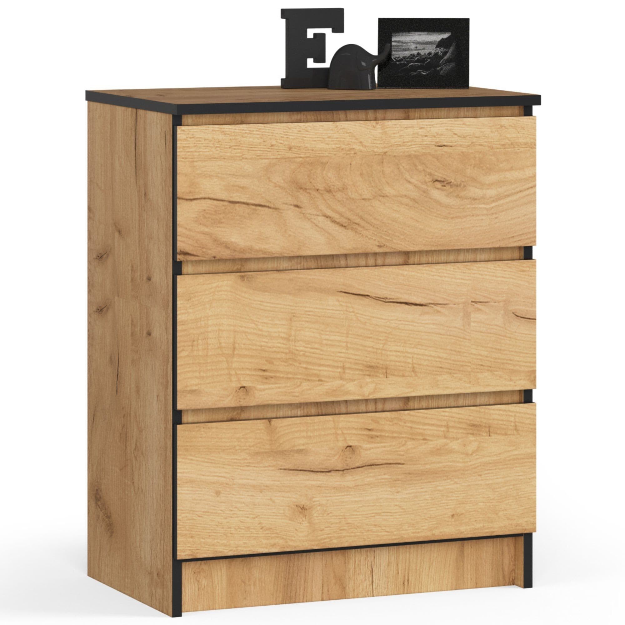 Komoda Kuba 60 cm se 3 zásuvkami dub craft zlatý 1