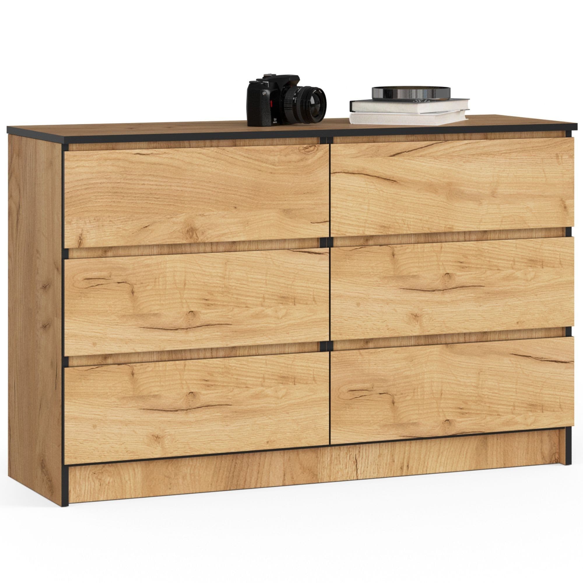 Komoda Kuba 120 cm 6 zásuviek dub craft zlatý 1