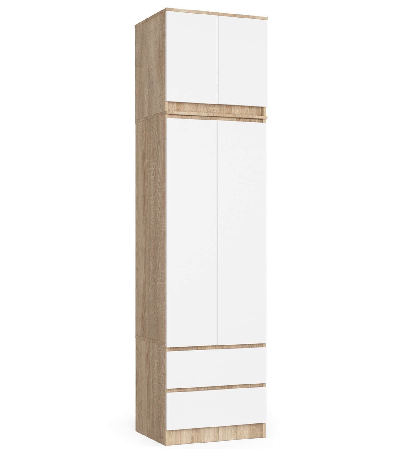 Šatníková skriňa s nástavcom STAR 234 cm biela/dub sonoma 1