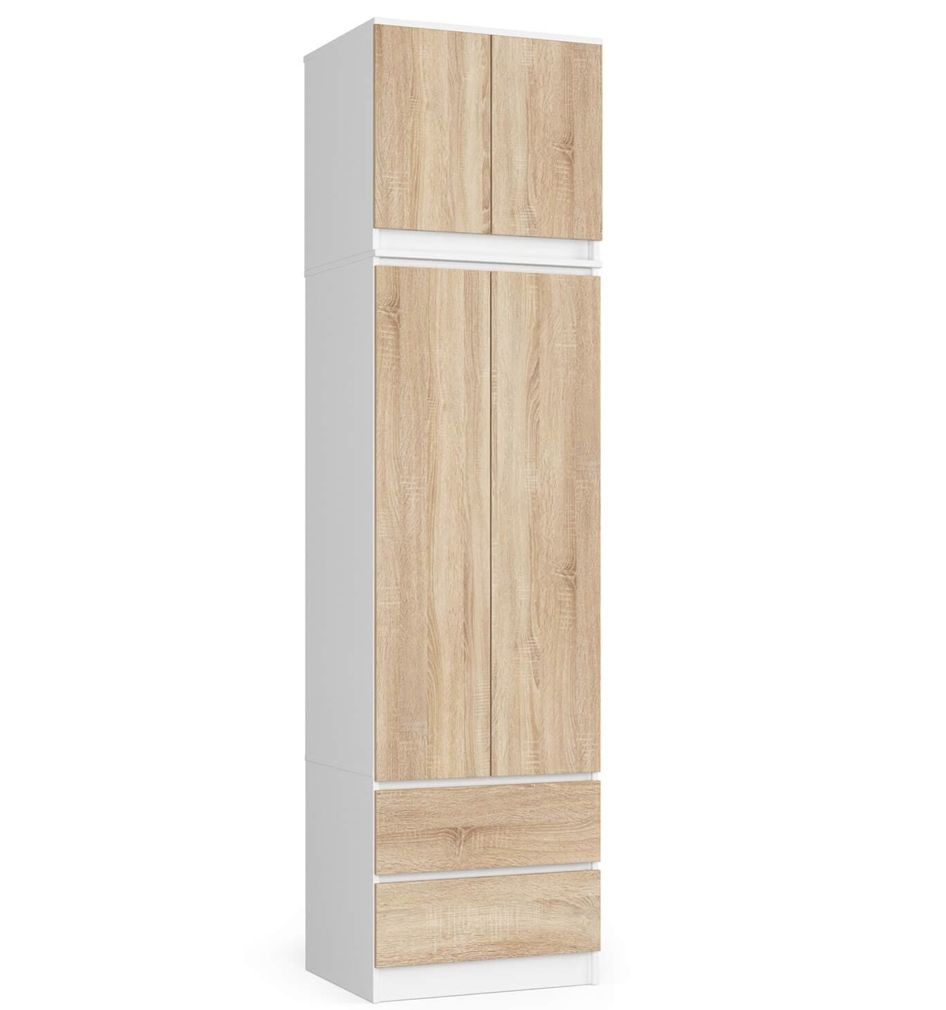 Šatníková skriňa s nástavcom STAR 60 cm biela/dub sonoma 1