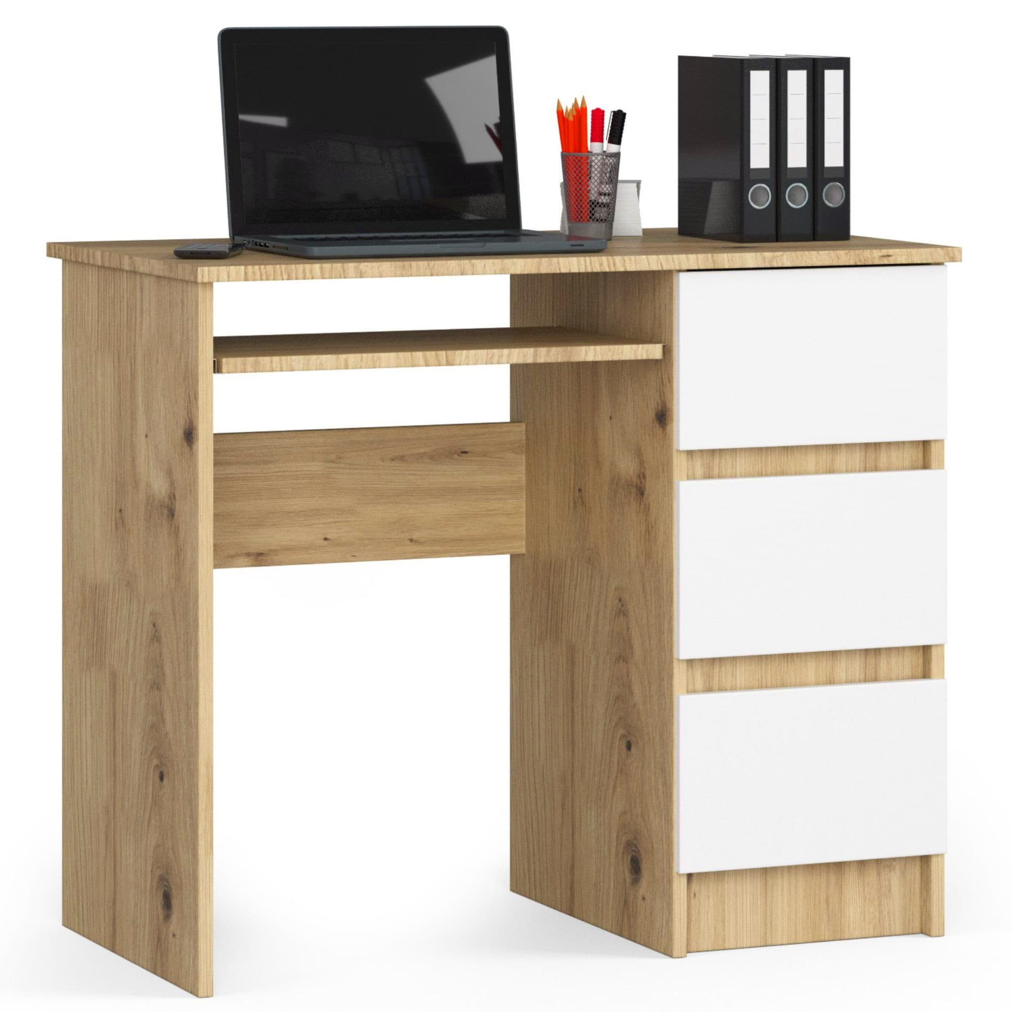 Psací stůl A-6 90 cm dub artisan/bílý pravý 1