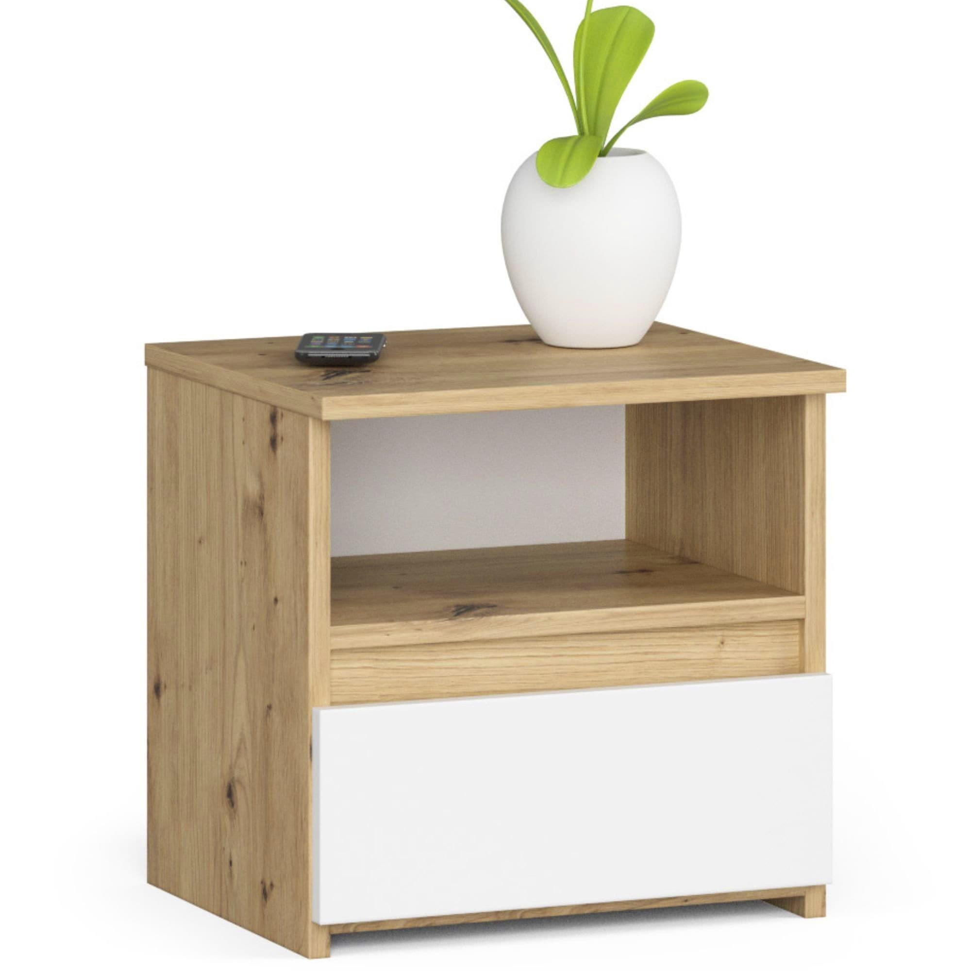 Nočný stolík CL1 40 cm dub artisan/biely 1
