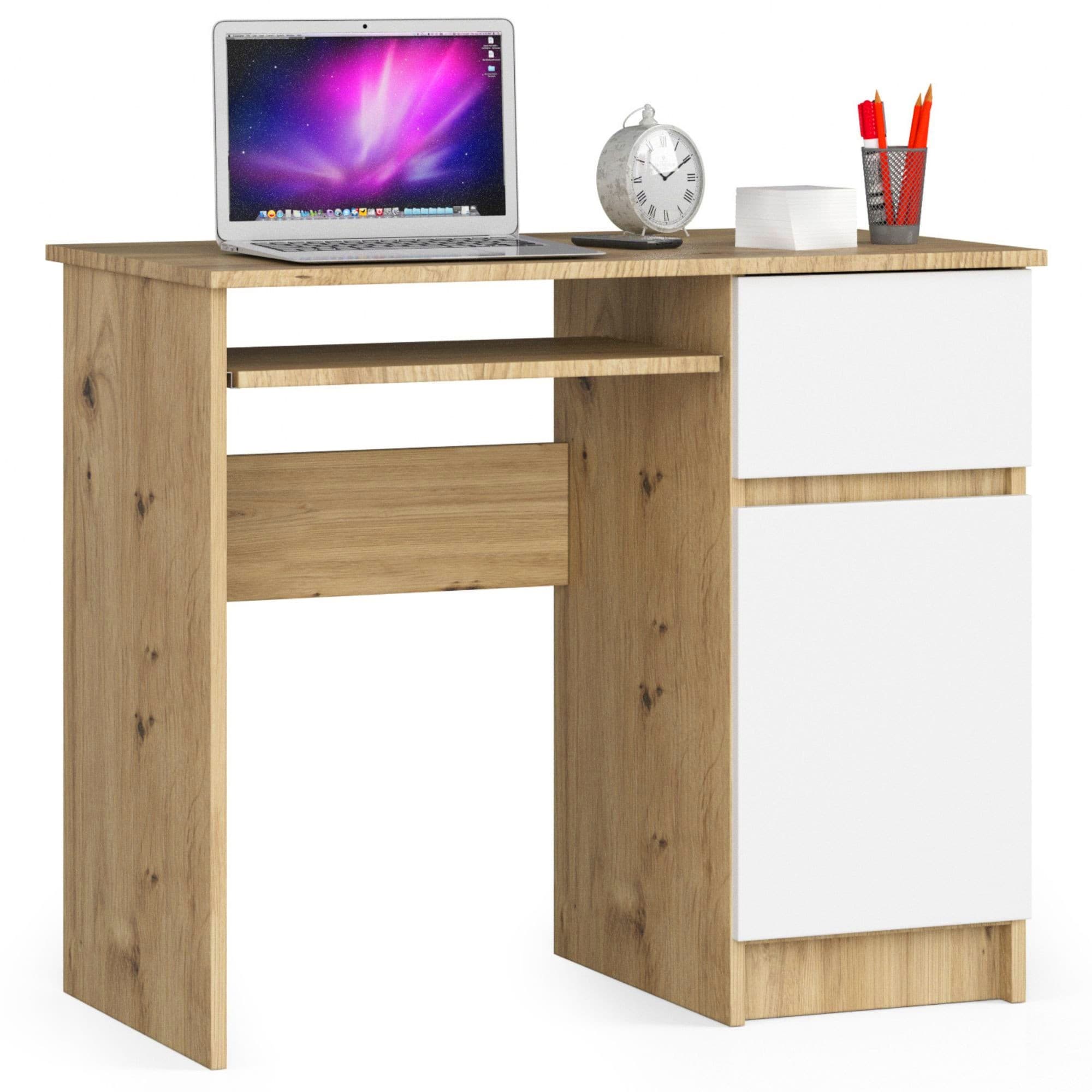 Psací stůl PIKSEL 90 cm dub artisan/bílý pravý