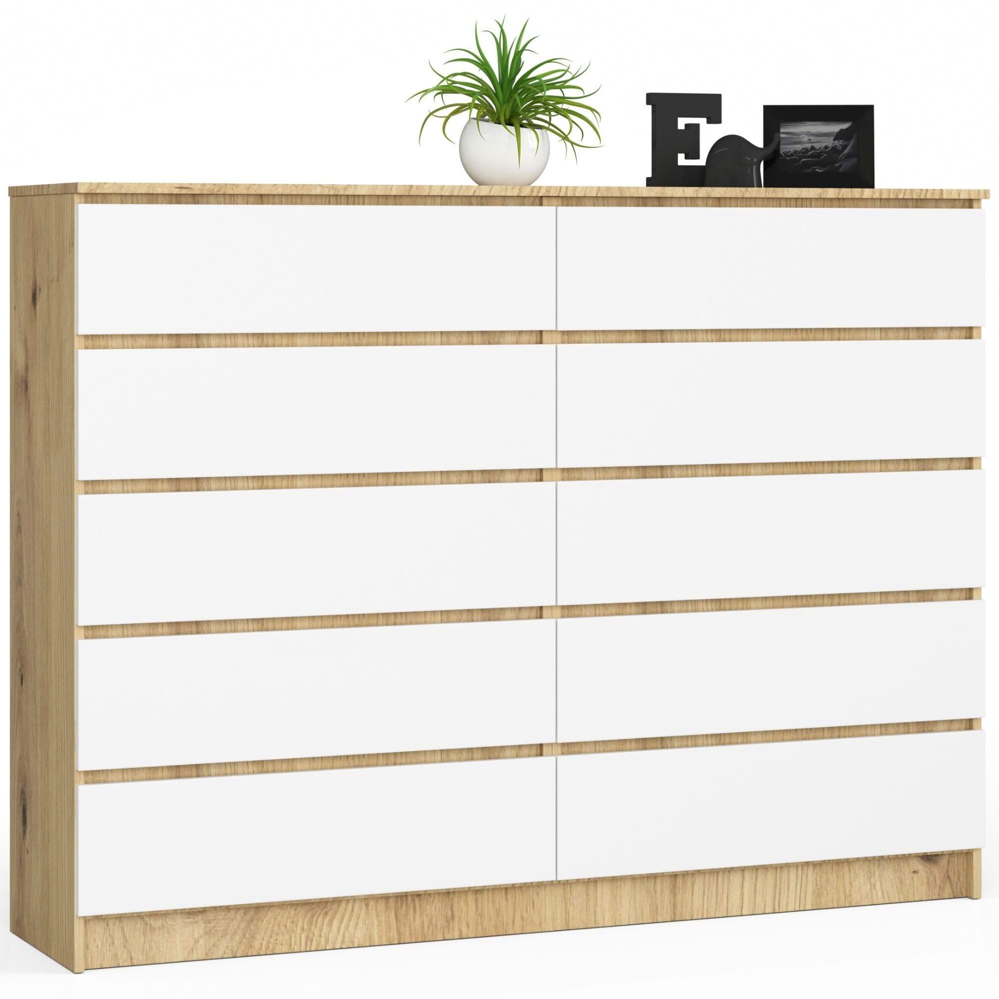 Komoda Kuba 160 cm 10 zásuviek dub artisan/biela 1