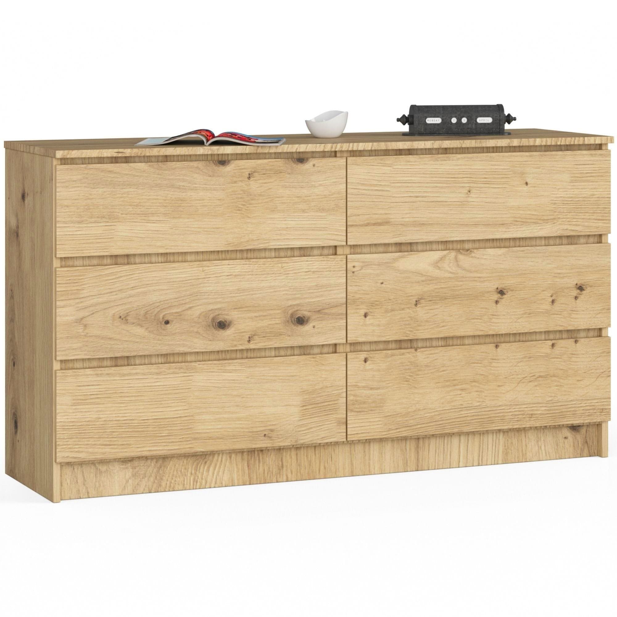 Komoda Kuba 140 cm 6 zásuviek dub artisan