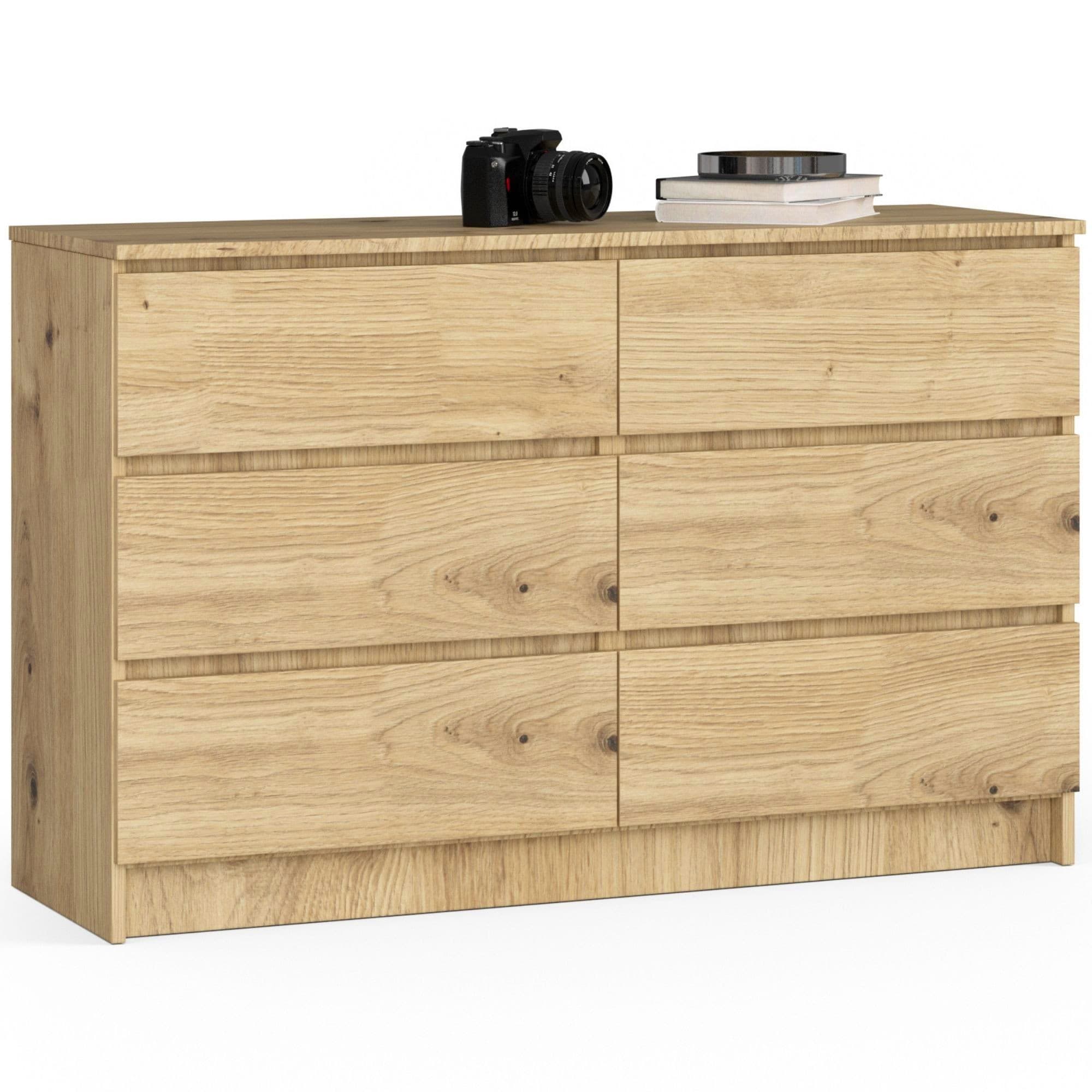 Komoda Kuba 120 cm 6 zásuviek dub artisan