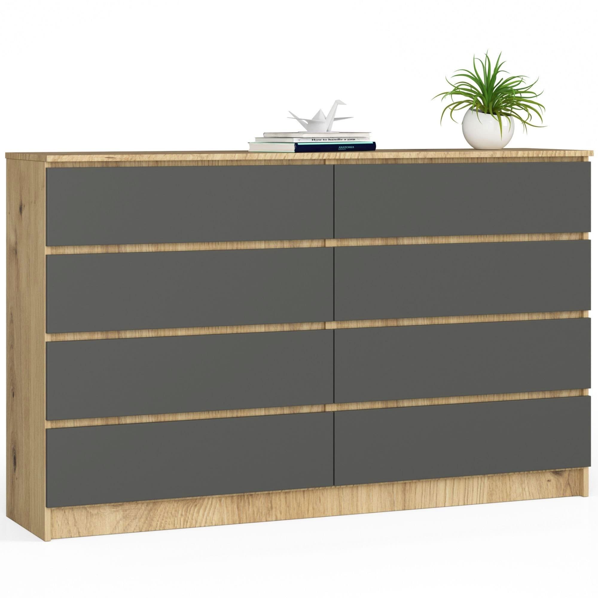 Komoda Kuba 160 cm 8 zásuviek dub artisan/grafitová 1
