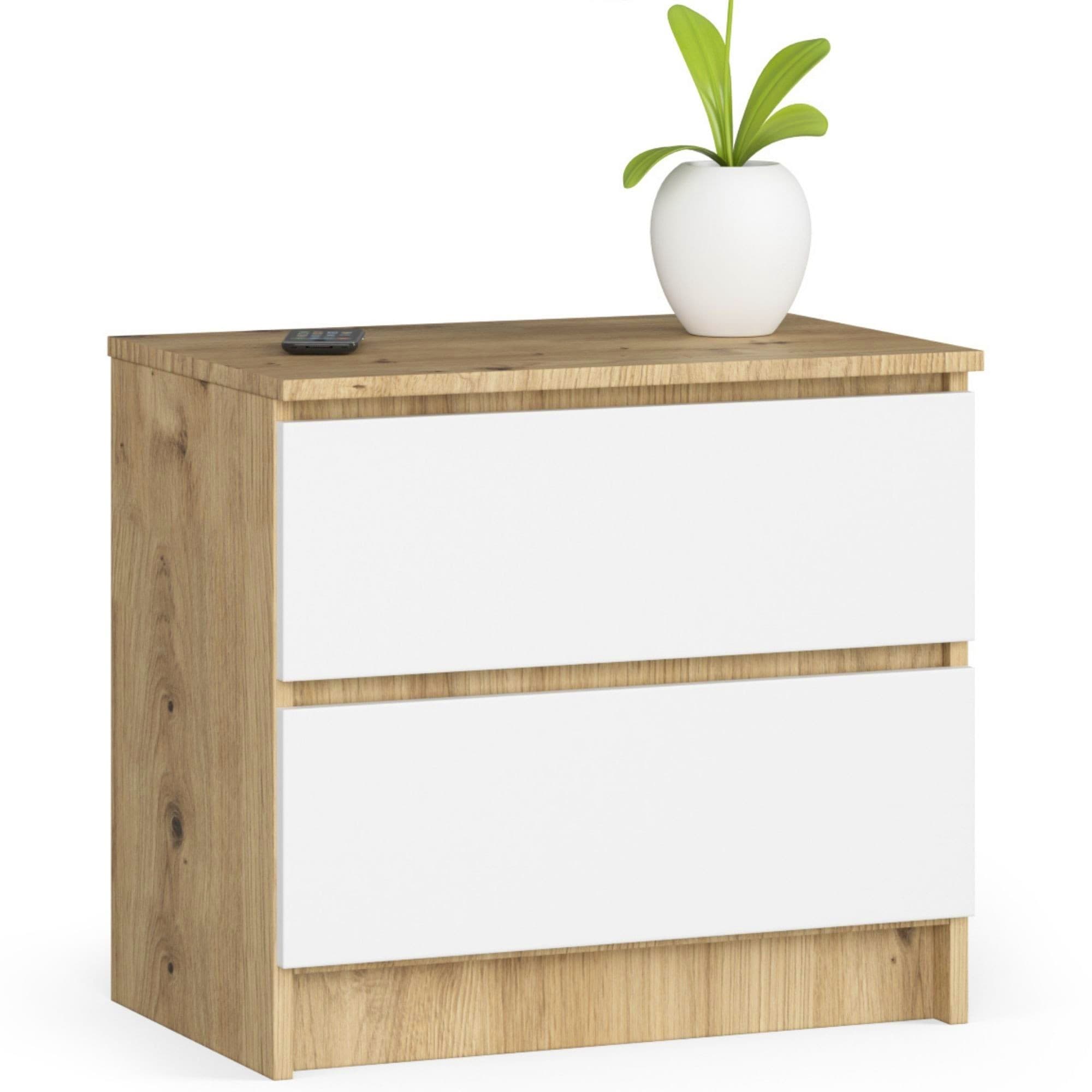 Komoda Kuba 60 cm - 2 zásuvky dub artisan/biela 1