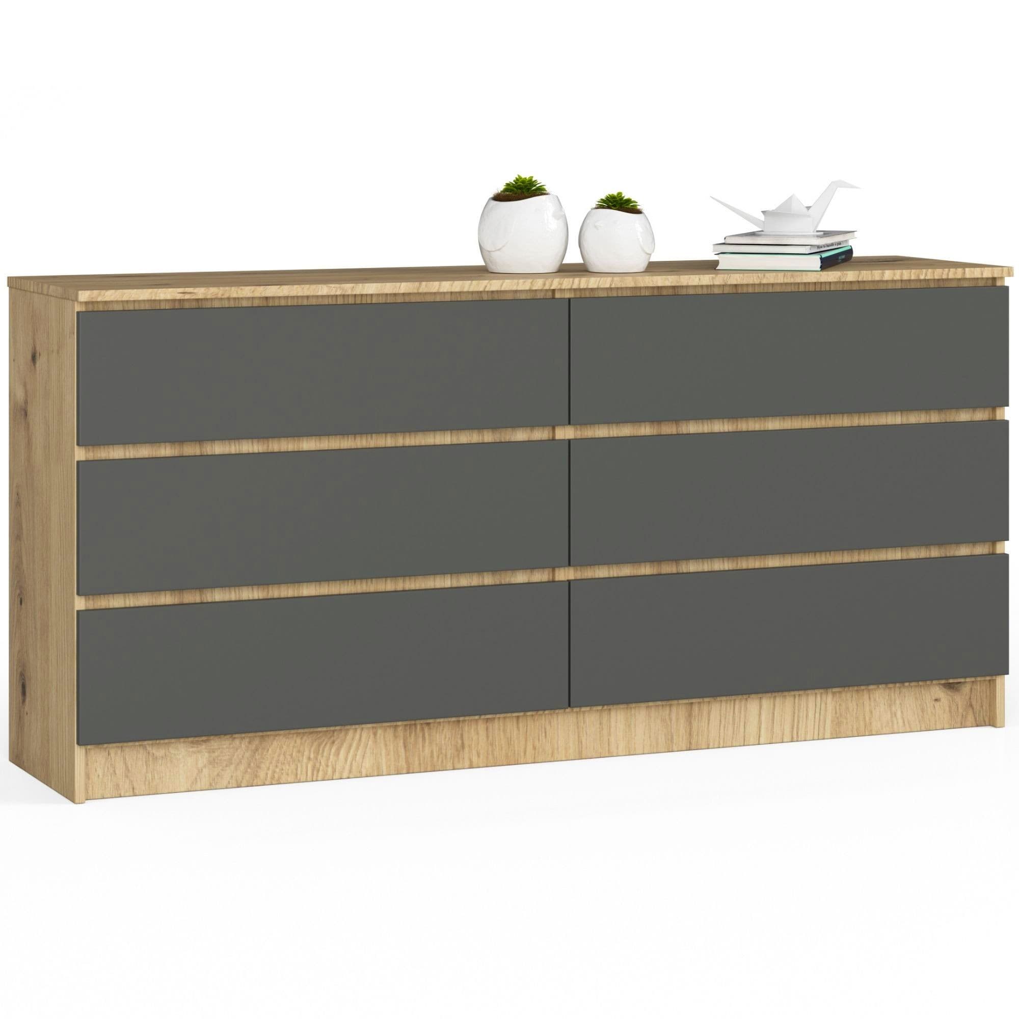 Komoda Kuba 160 cm 6 zásuviek dub artisan/grafit 1