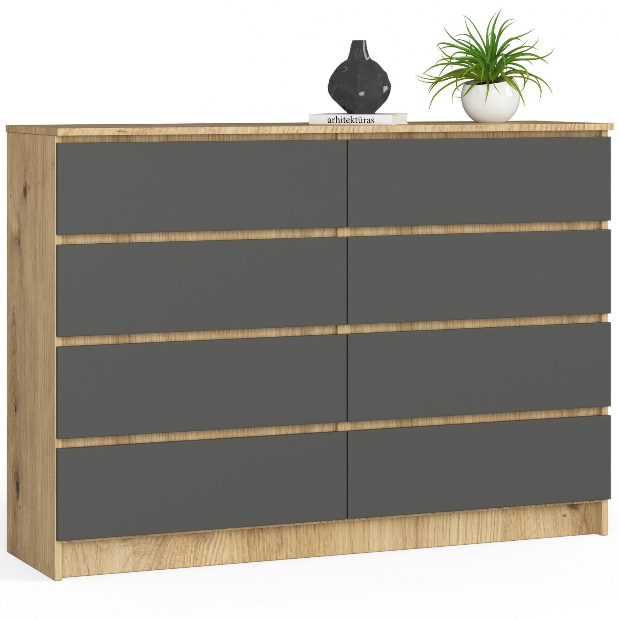 Komoda Kuba 140 cm 8 zásuviek dub artisan/grafit 1