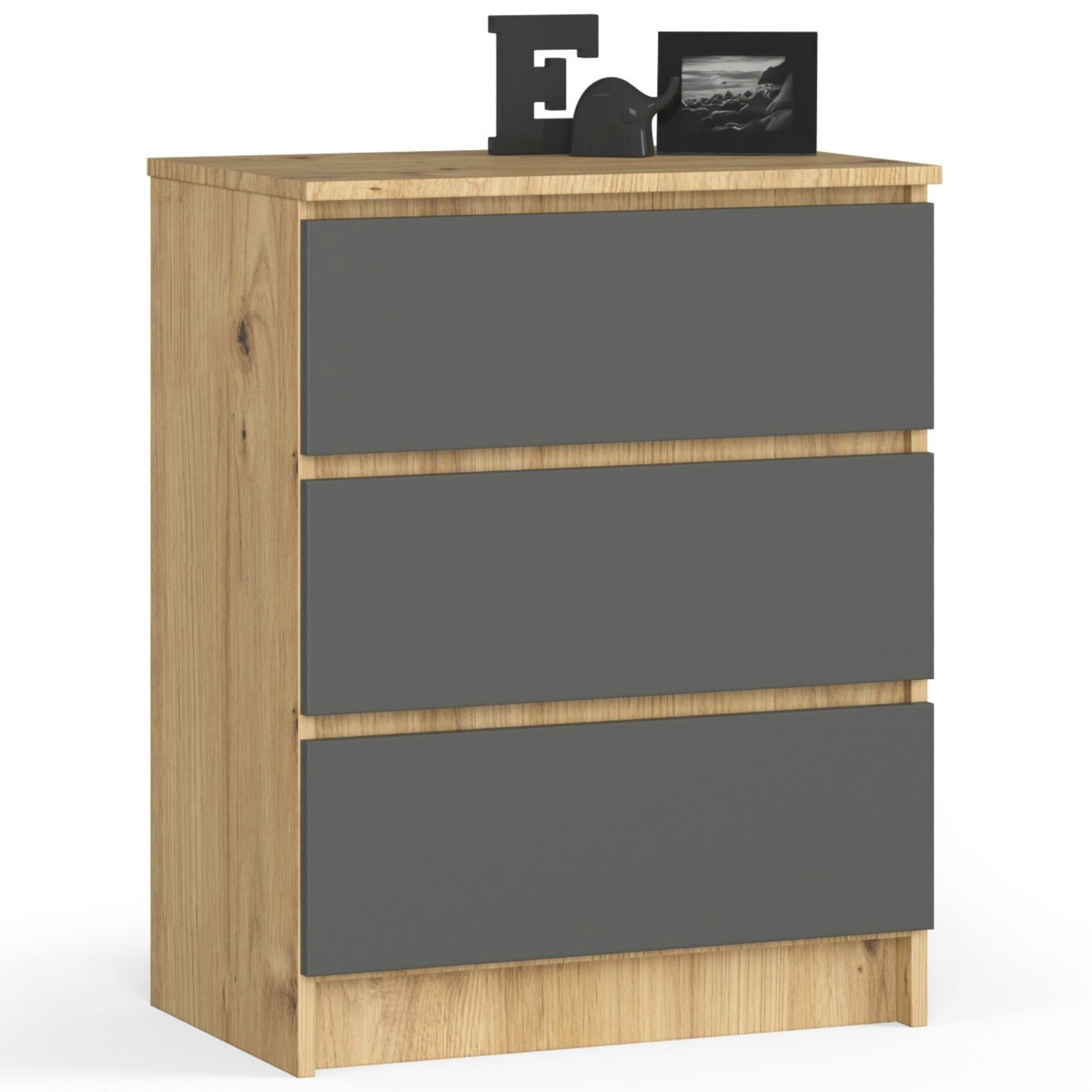 Komoda Kuba 60 cm - 3 zásuvky dub artisan/grafitová 1