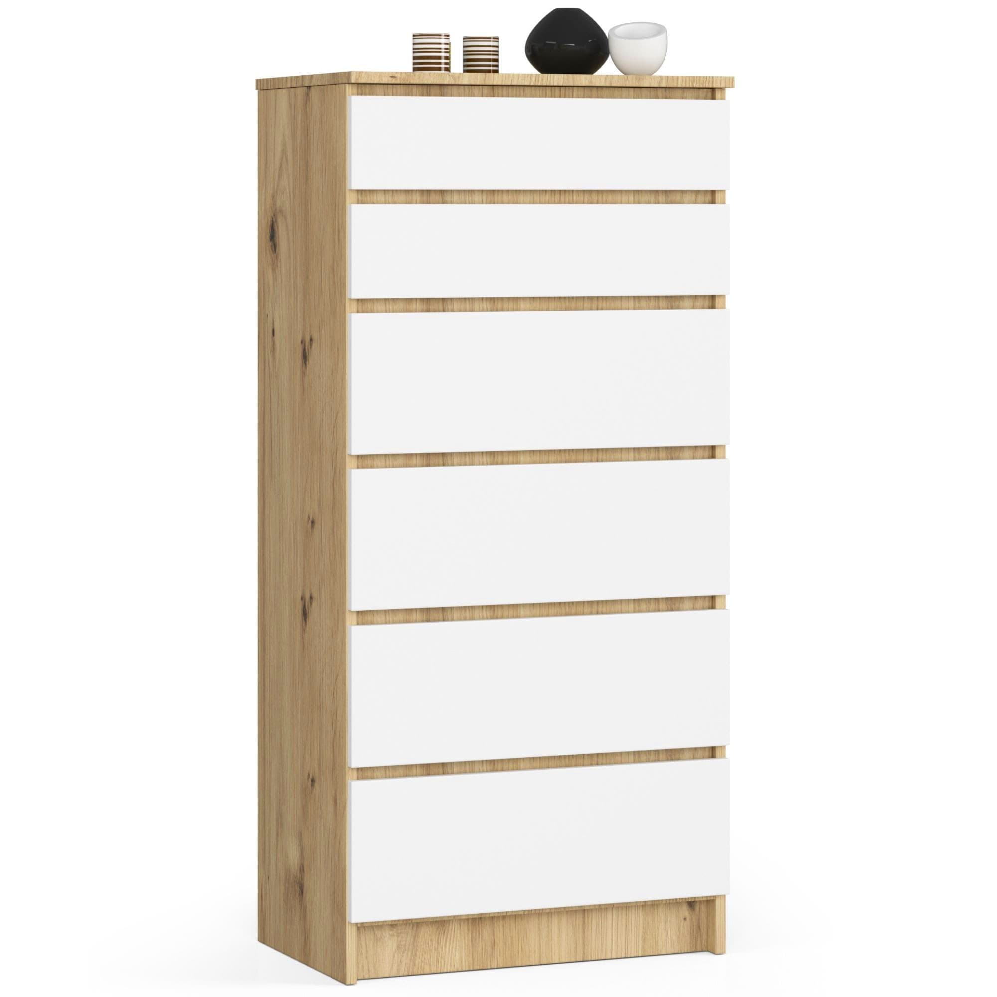 Komoda Kuba 60 cm - 6 zásuviek dub artisan/biela 1