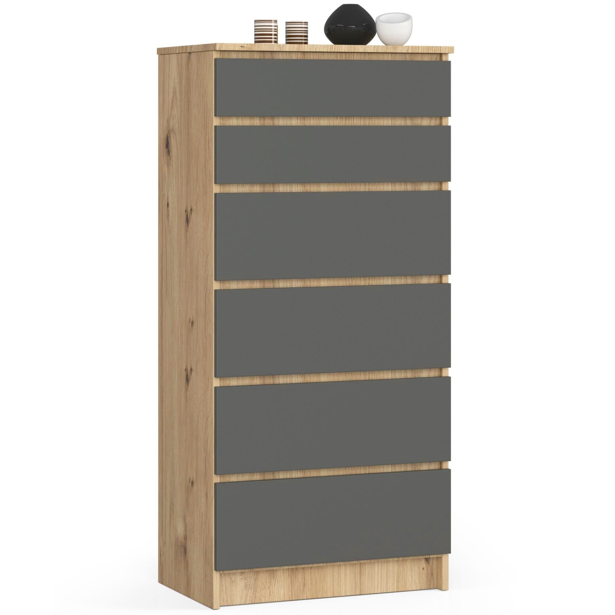 Komoda Kuba 60 cm - 6 zásuviek dub artisan/grafitová 1