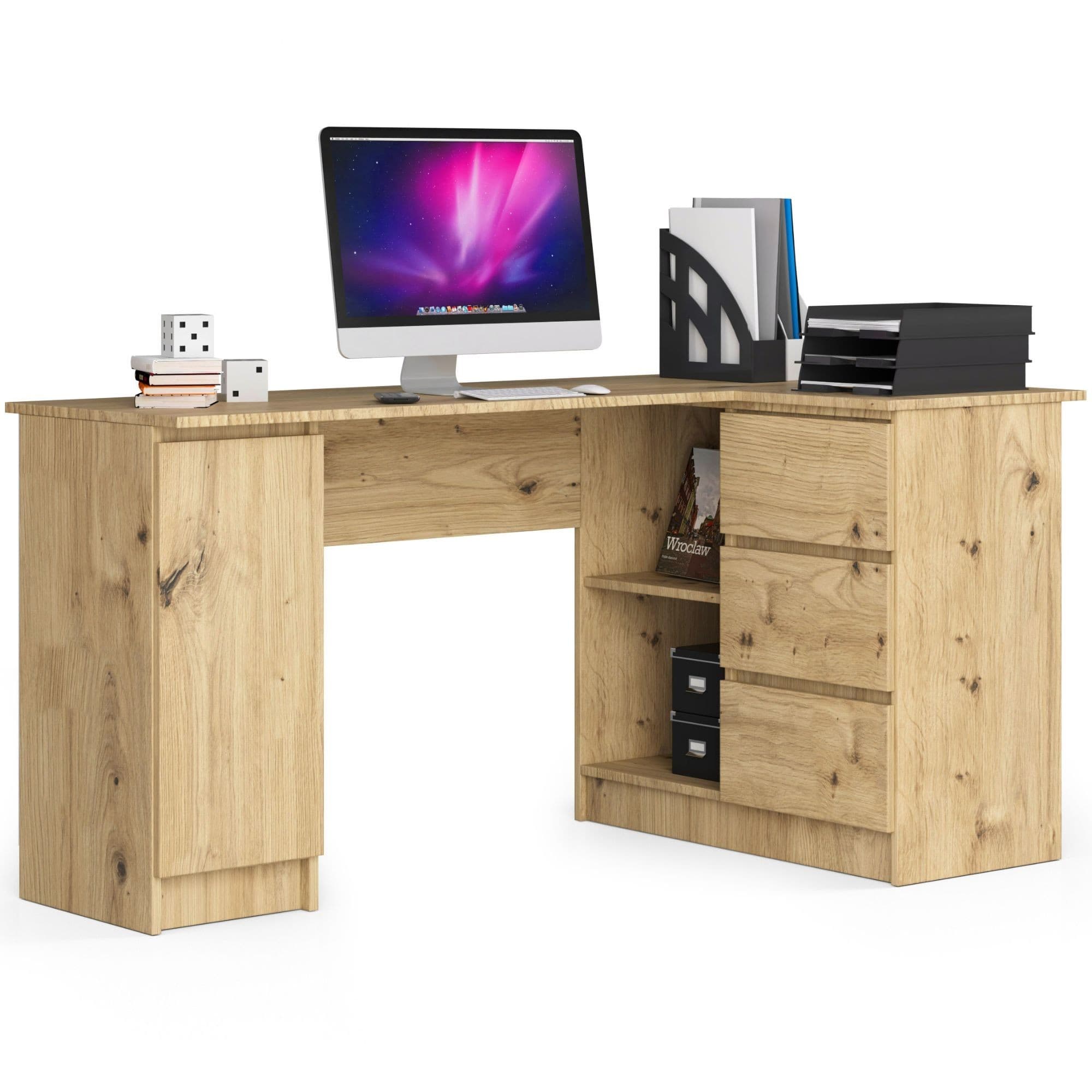 Rohový písací stôl B20 155 cm dub artisan pravý 1