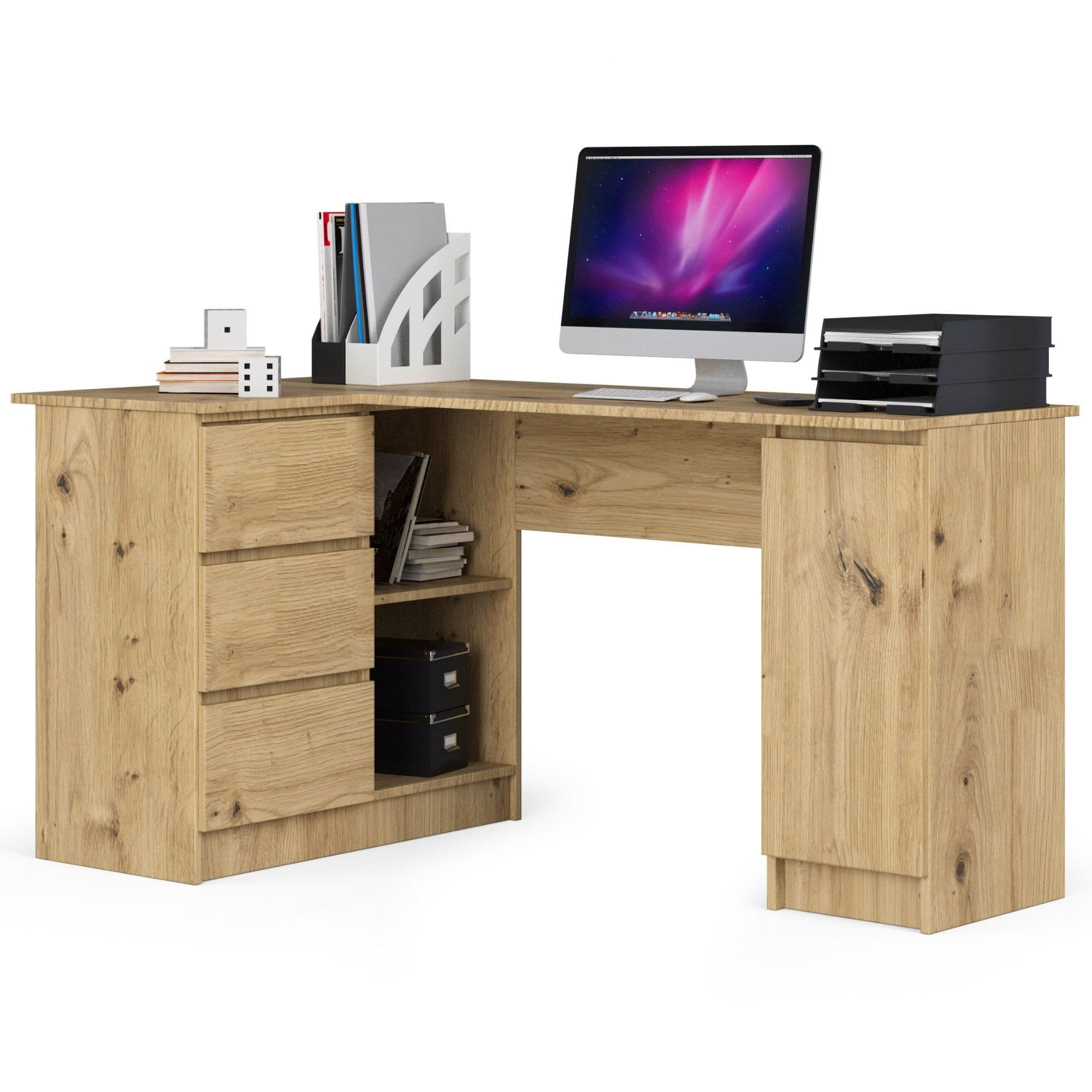 Rohový písací stôl B20 155 cm dub artisan ľavý 1