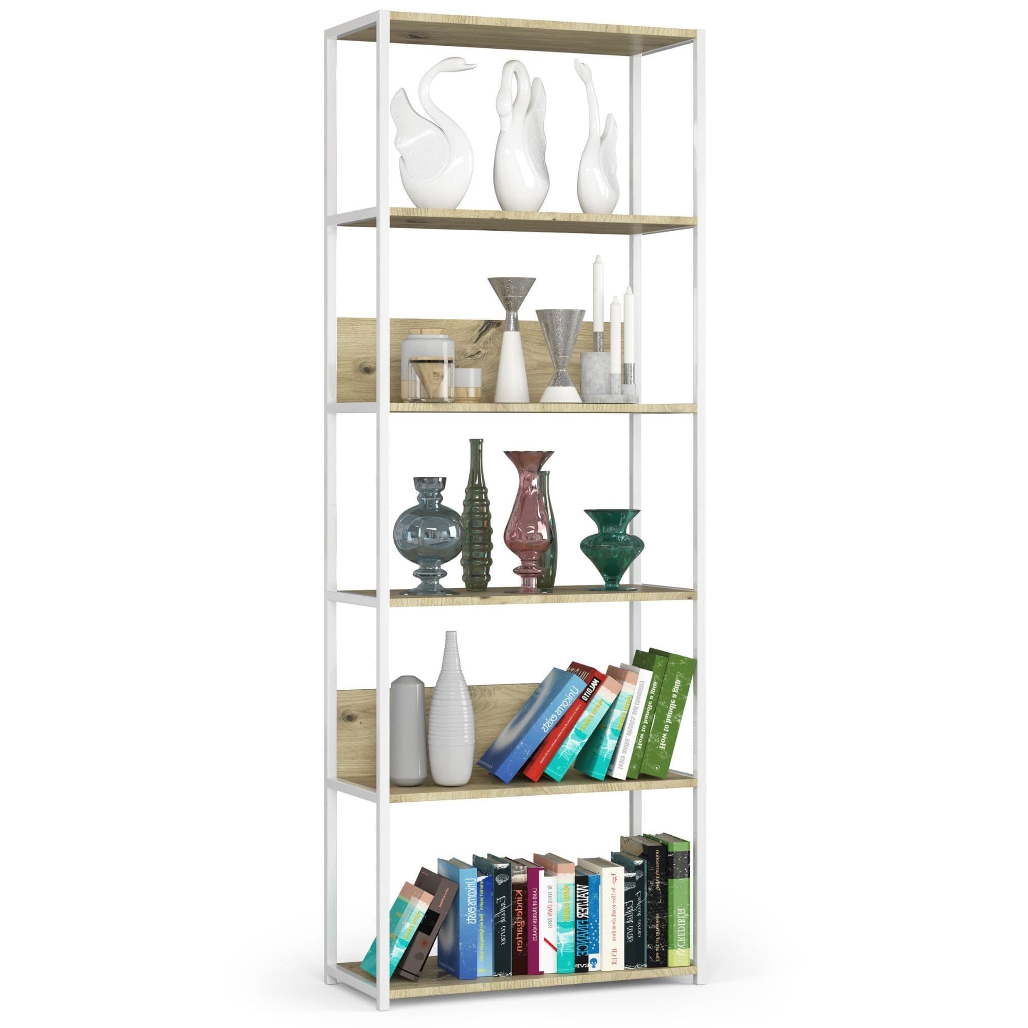 Regál LOFT 70 cm biely/dub remeselný