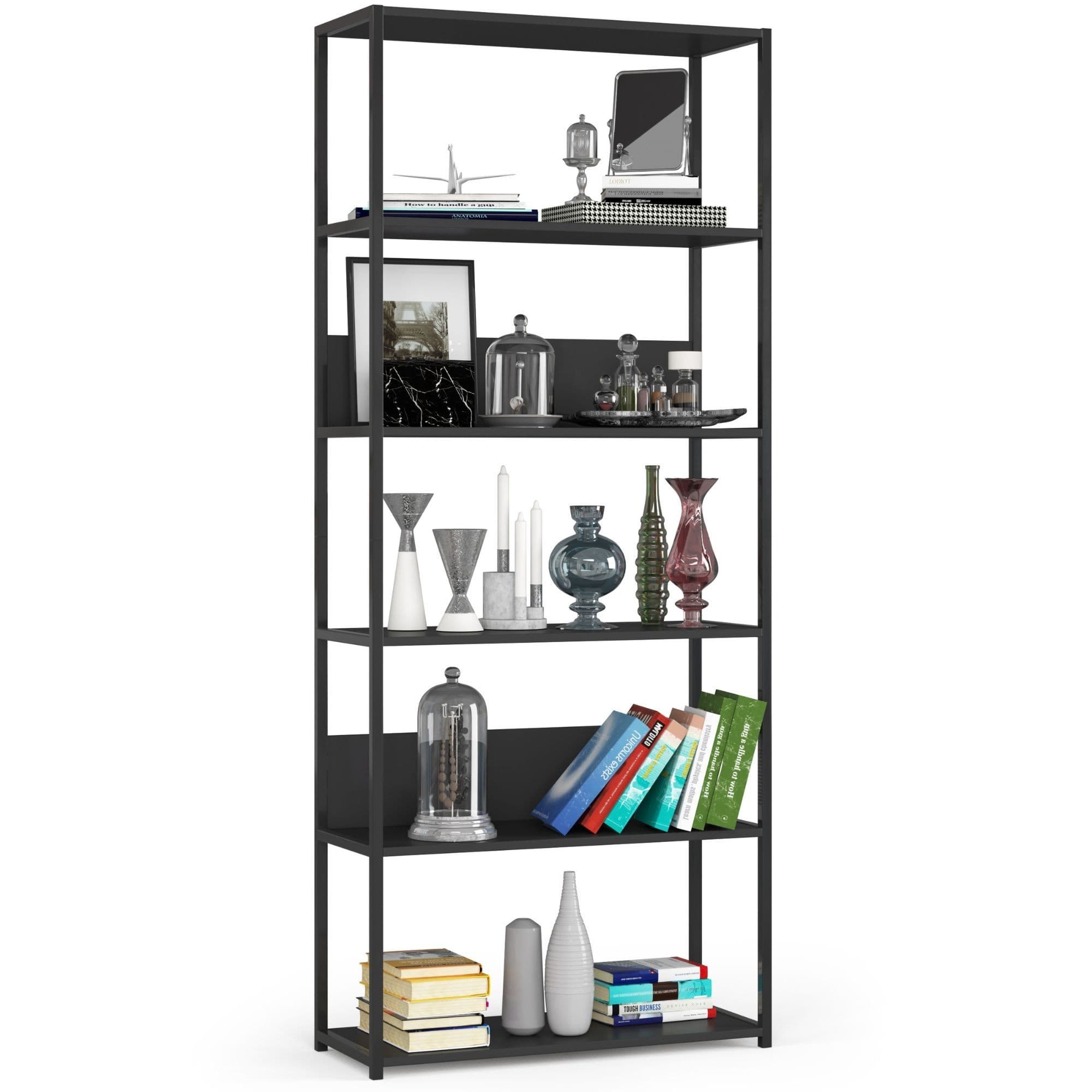 Knižnica Loft s kovovým rámom 80 cm čierna