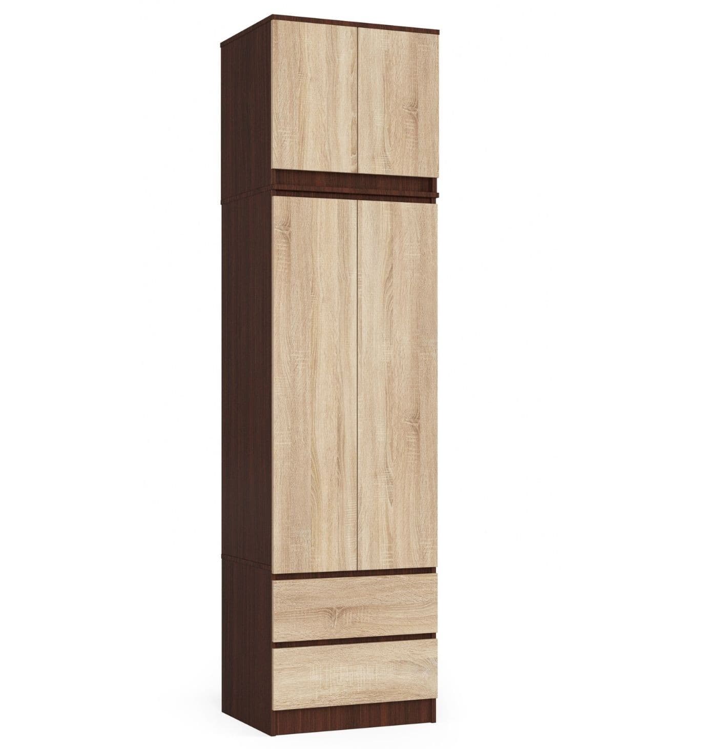 Šatníková skriňa s nástavcom Star 60 cm wenge/dub sonoma 1