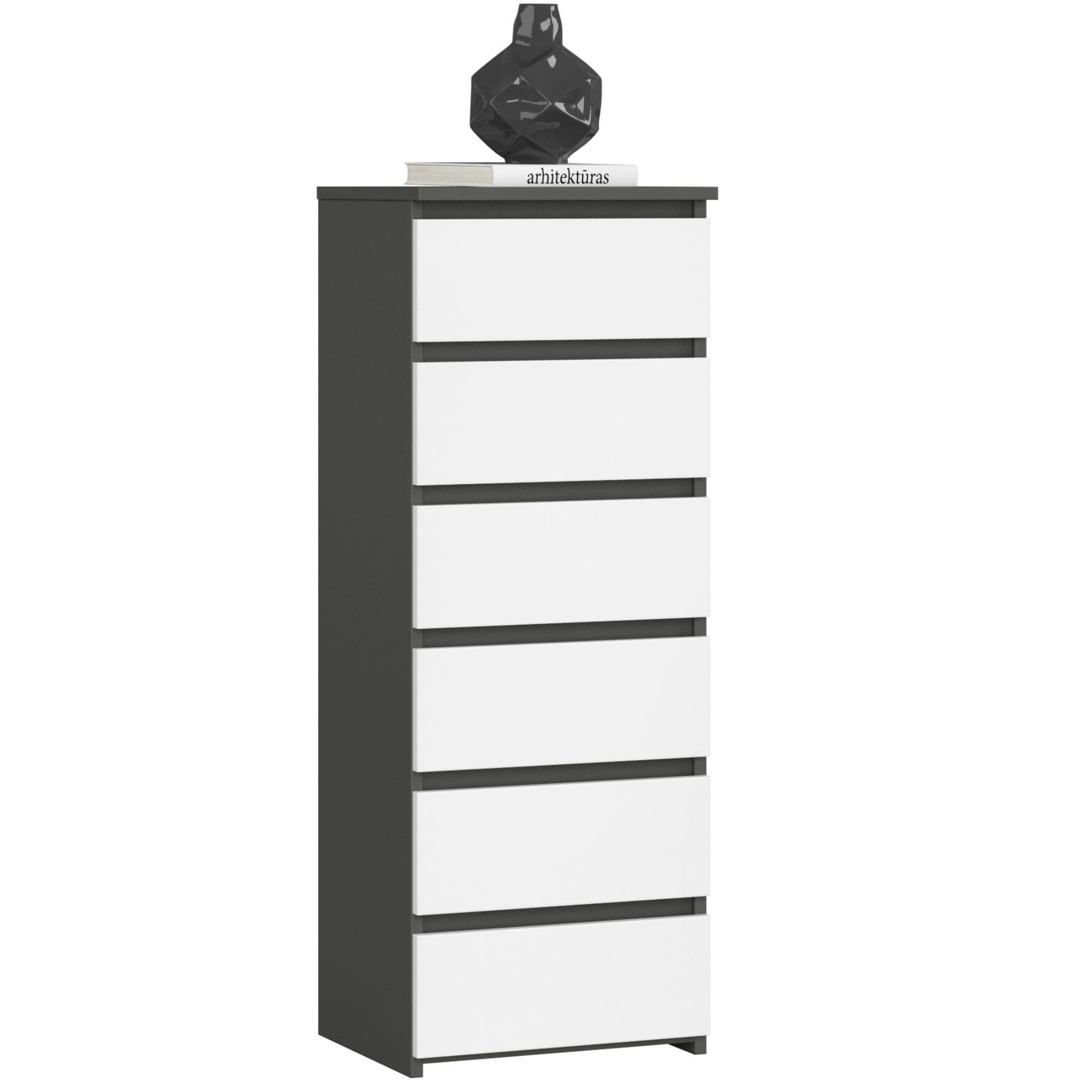 Komoda CL6 40 cm grafitově šedá/bílá 1