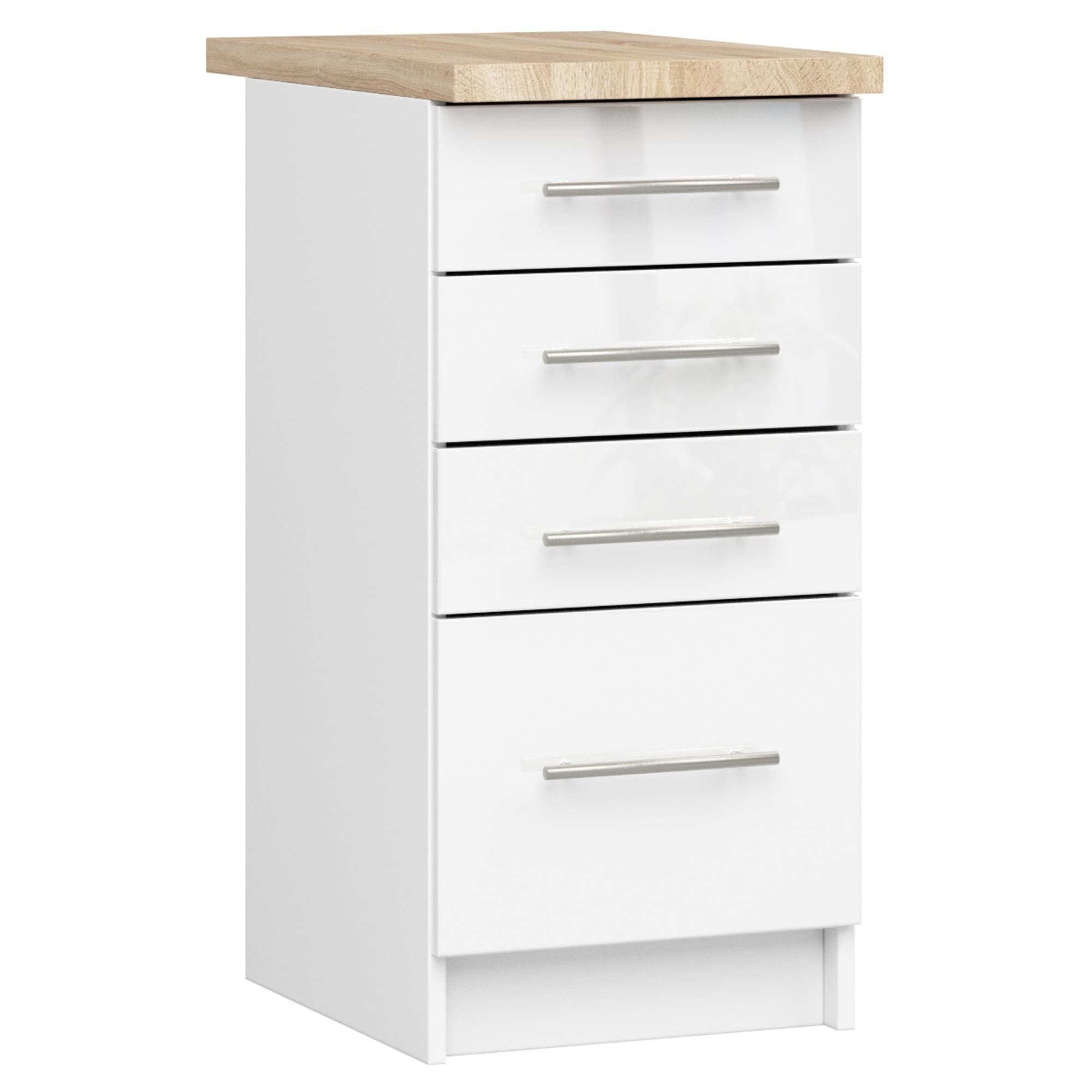 Kuchynská skrinka Olivie S 40 cm 4S biela/biely lesk/dub sonoma 1