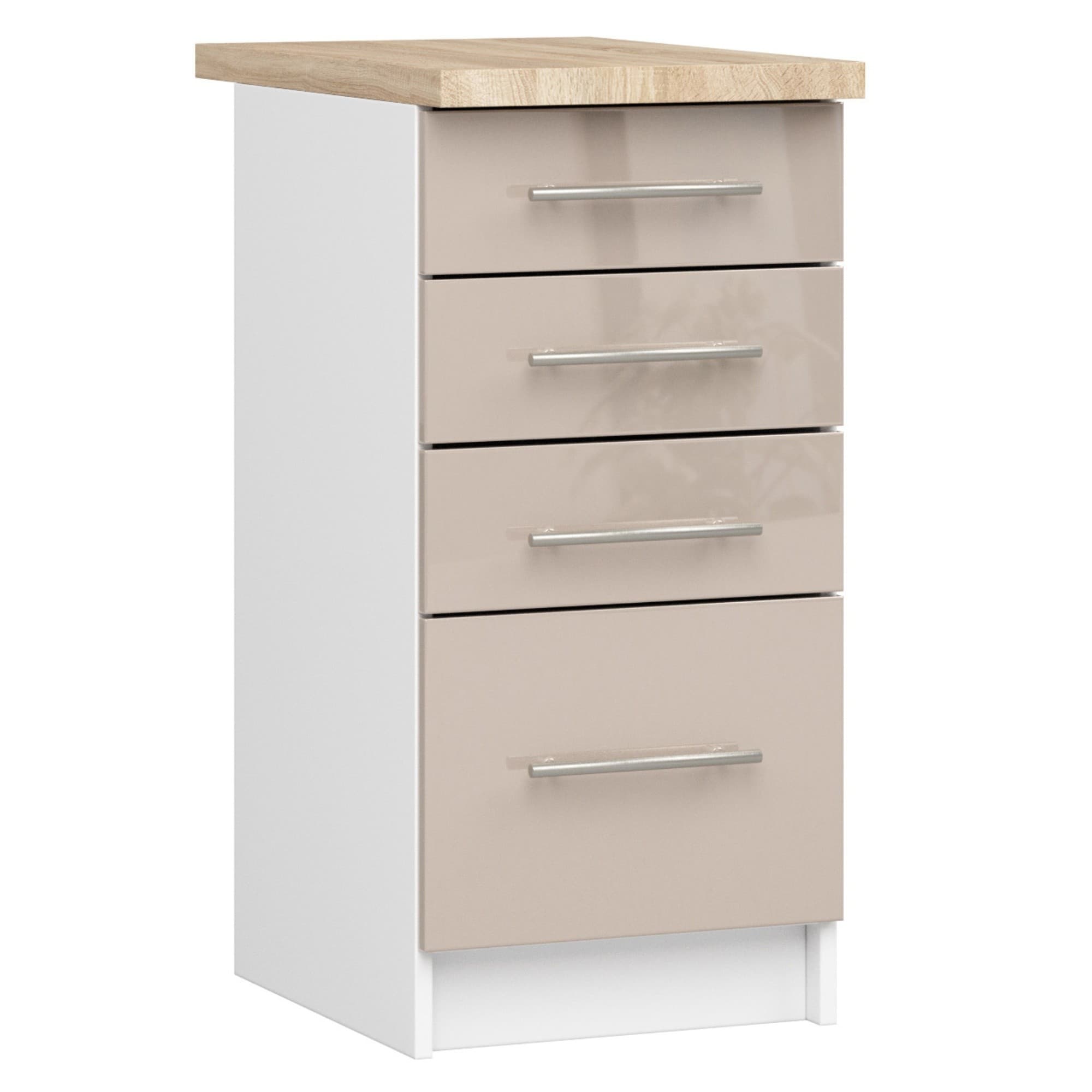 Kuchynská skrinka Olivie S 40 cm 4S biela/cappuccino lesk