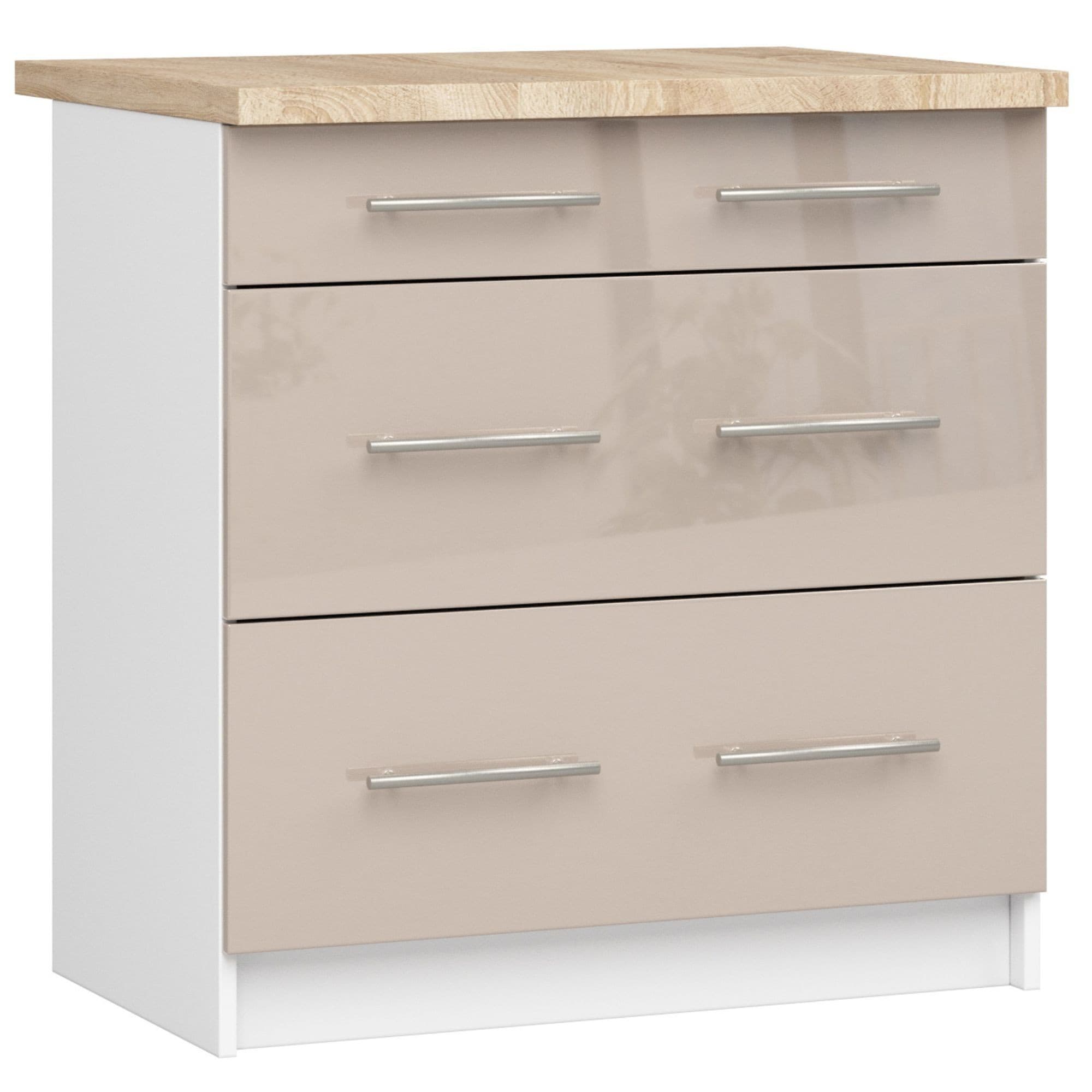 Kuchynská skrinka Olivie 80 cm 3S biela/cappuccino lesk 1