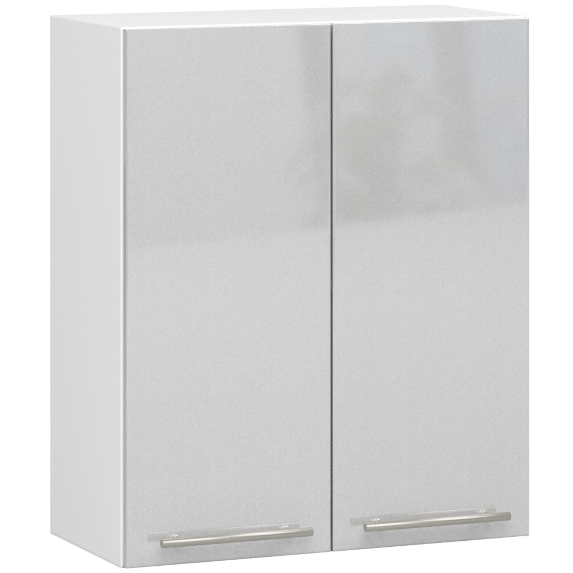 Závesná kuchynská skrinka Olivie W 60 cm biela/metalický lesk