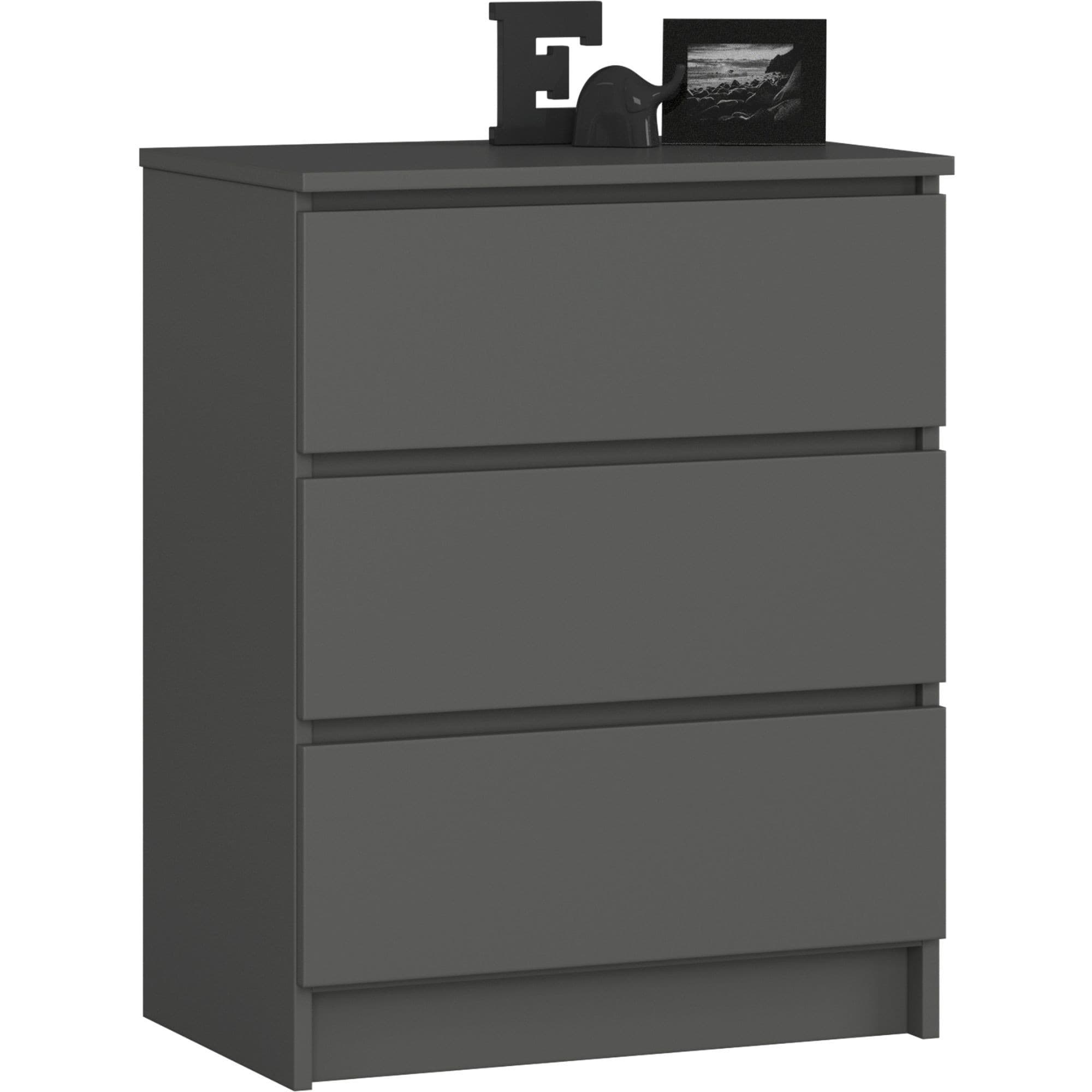 Komoda Kuba 60 cm s 3 zásuvkami grafitová 1
