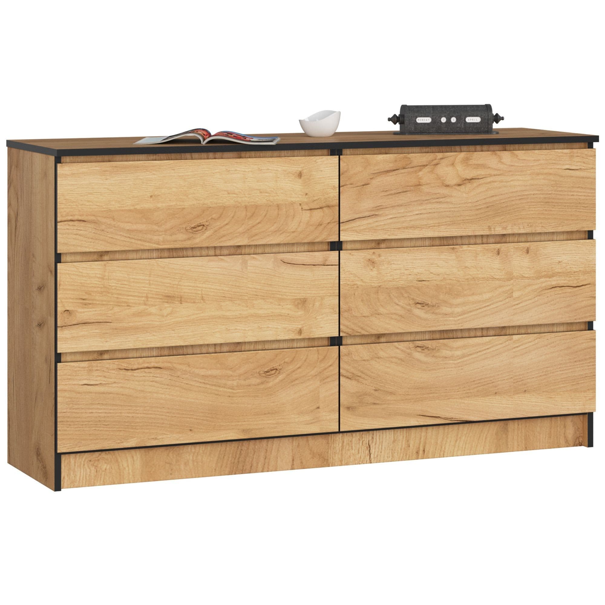 Komoda Kuba 140 cm 6 šuplíkov dub craft zlatý 1