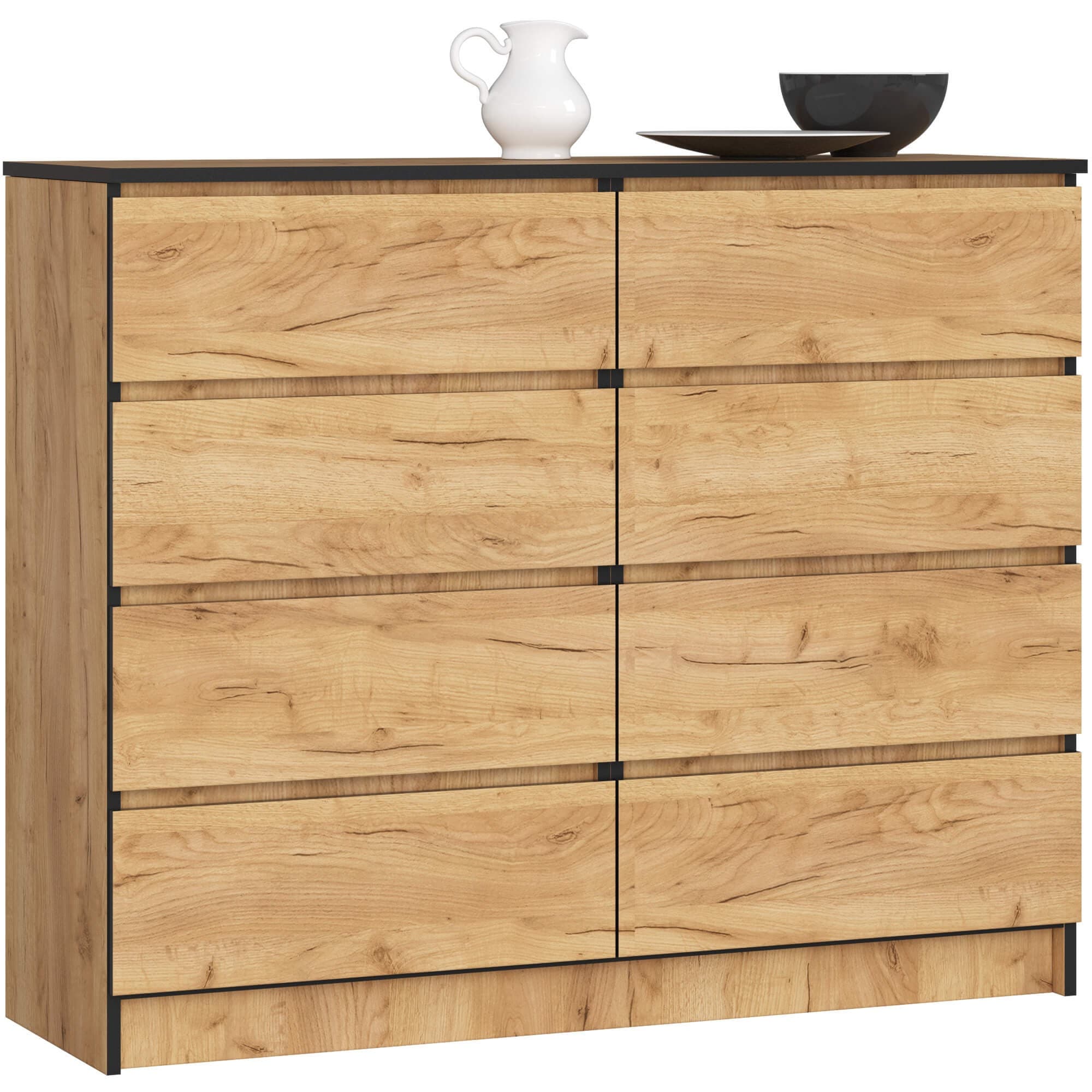 Komoda Kuba 120 cm 8 zásuvek dub craft zlatý 1