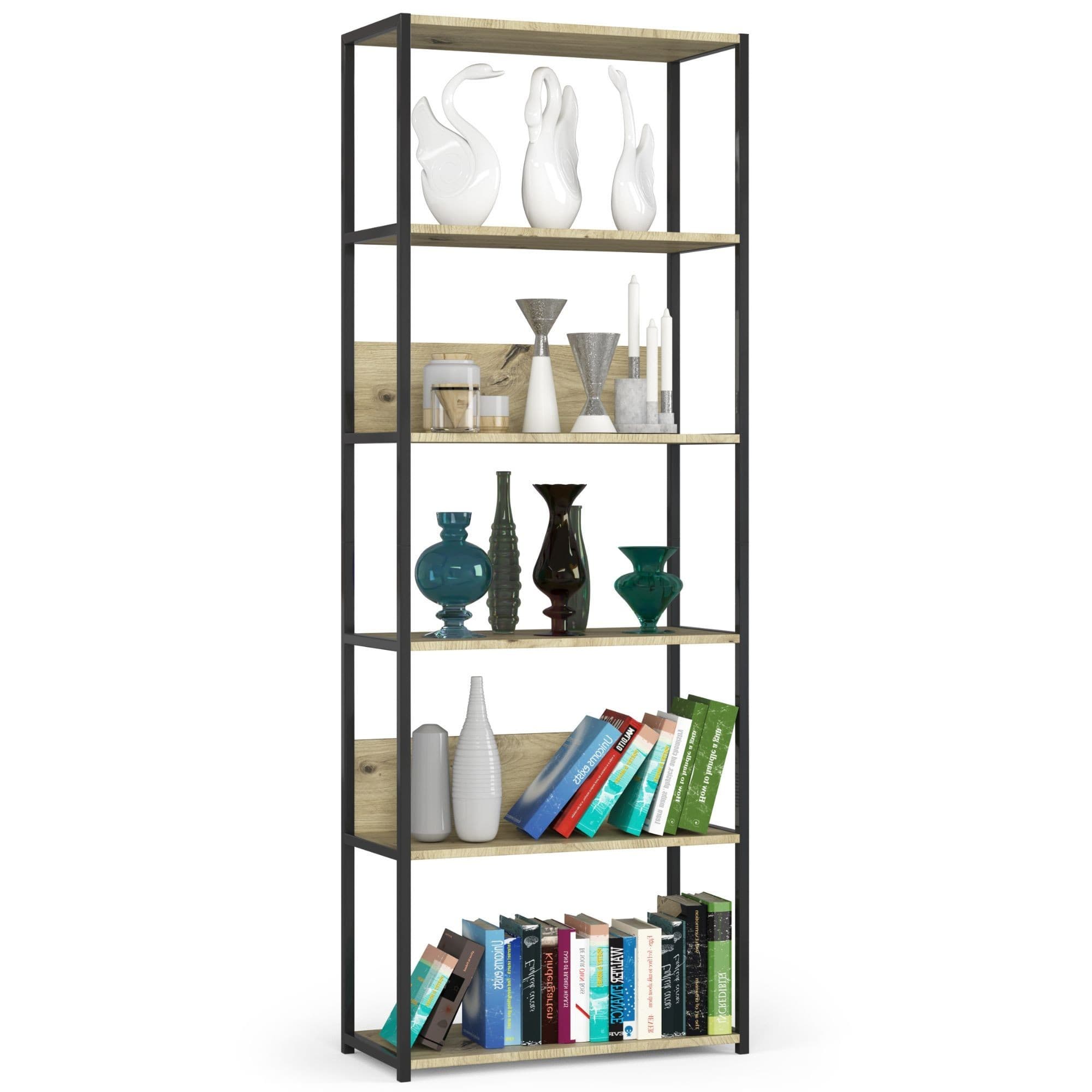 Regál LOFT 70 cm čierna/dub artisan