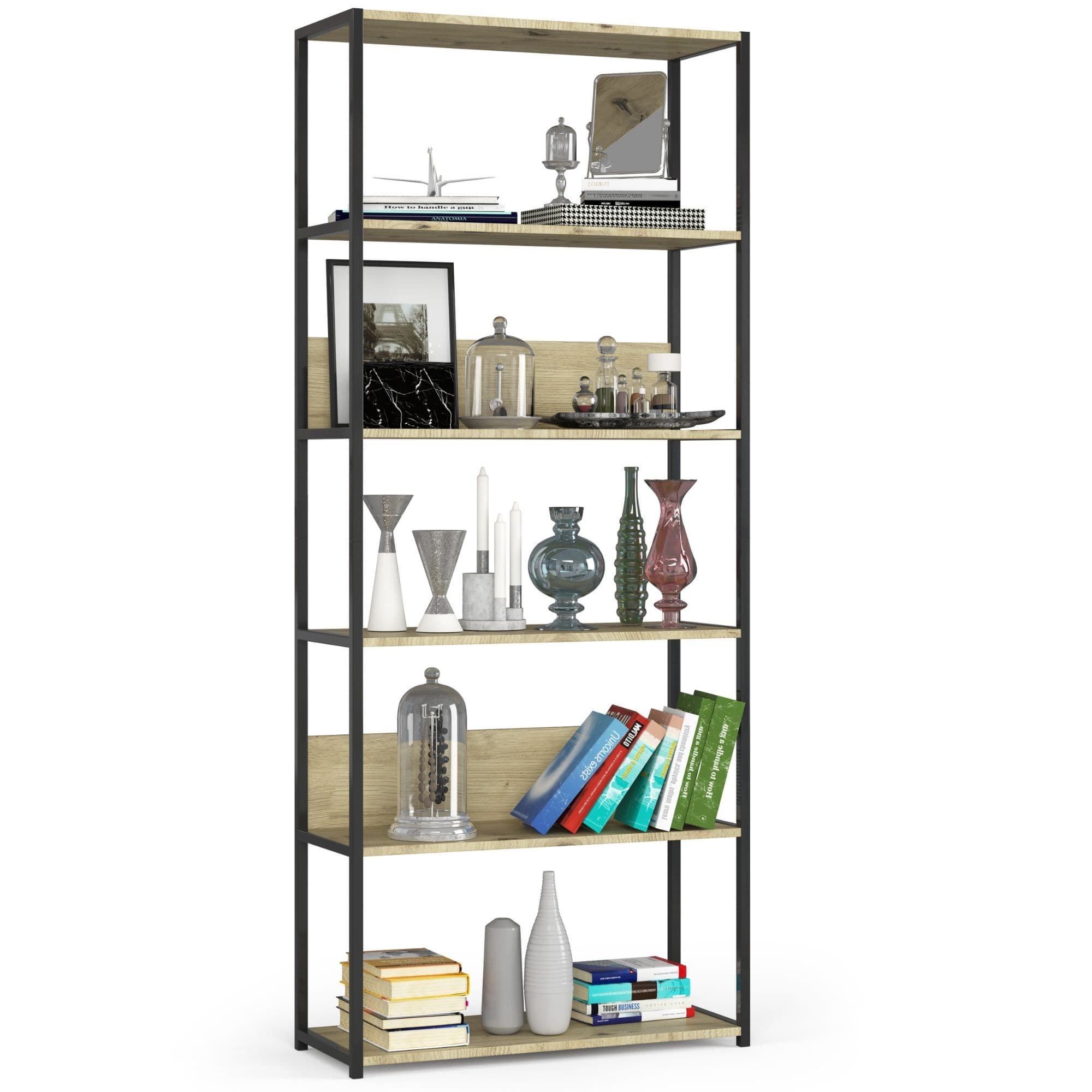Regál LOFT 80 cm čierny/dub artisan 1